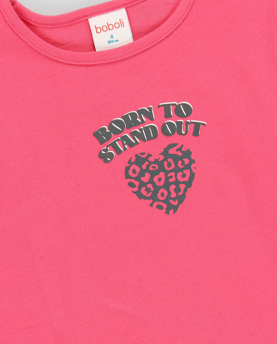 T-shirt de Malha Infantil com Coração e Mensagem "born To Stand Out" em Vermelho Boboli Vermelho-5