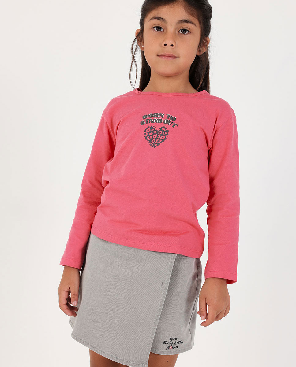 Imagem 0 de T-shirt de Malha Infantil com Coração e Mensagem "born To Stand Out" em Vermelho