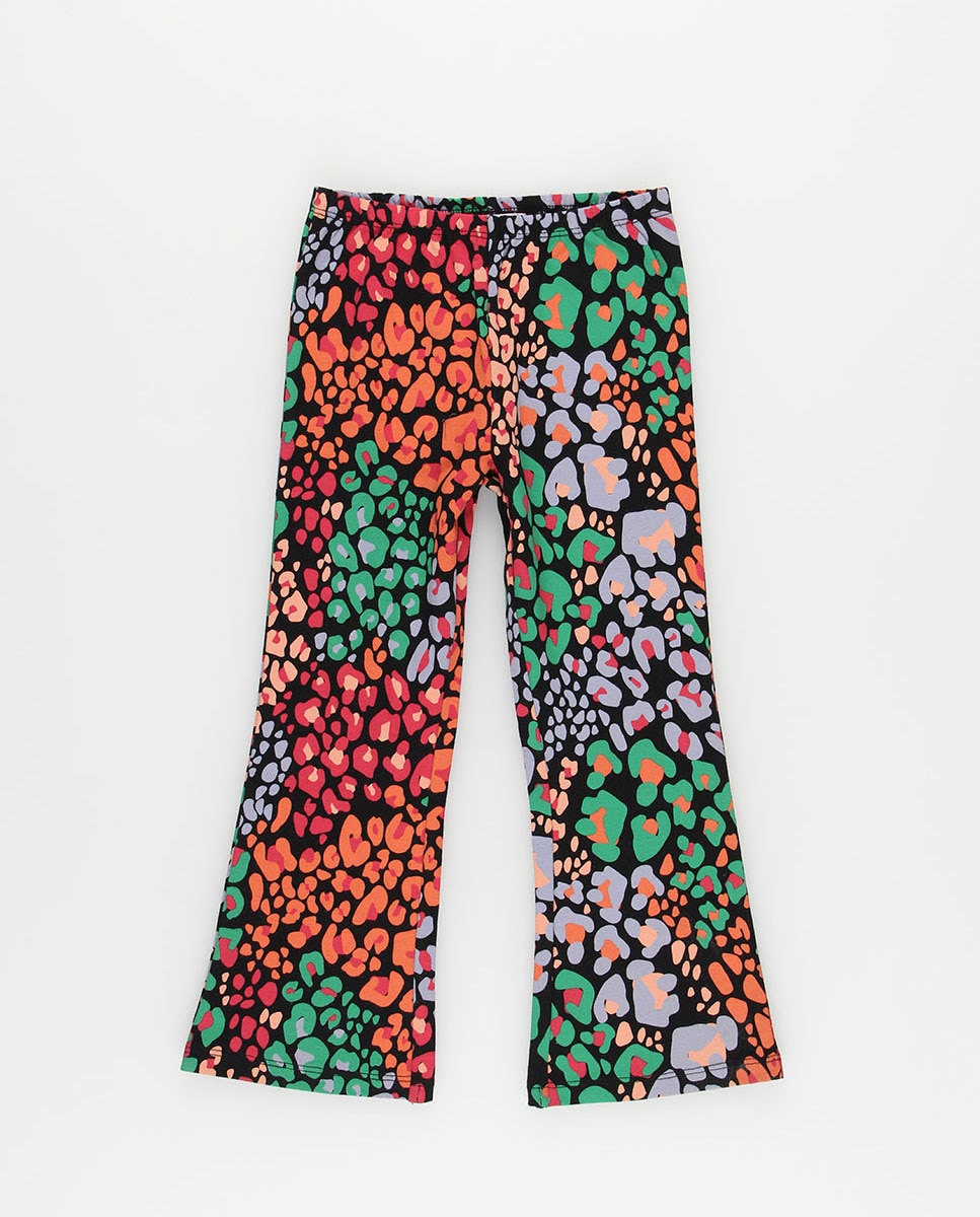 Imagem 0 de Leggings À Boca de Sino Infantil com Estampado Animal Print Multicolor