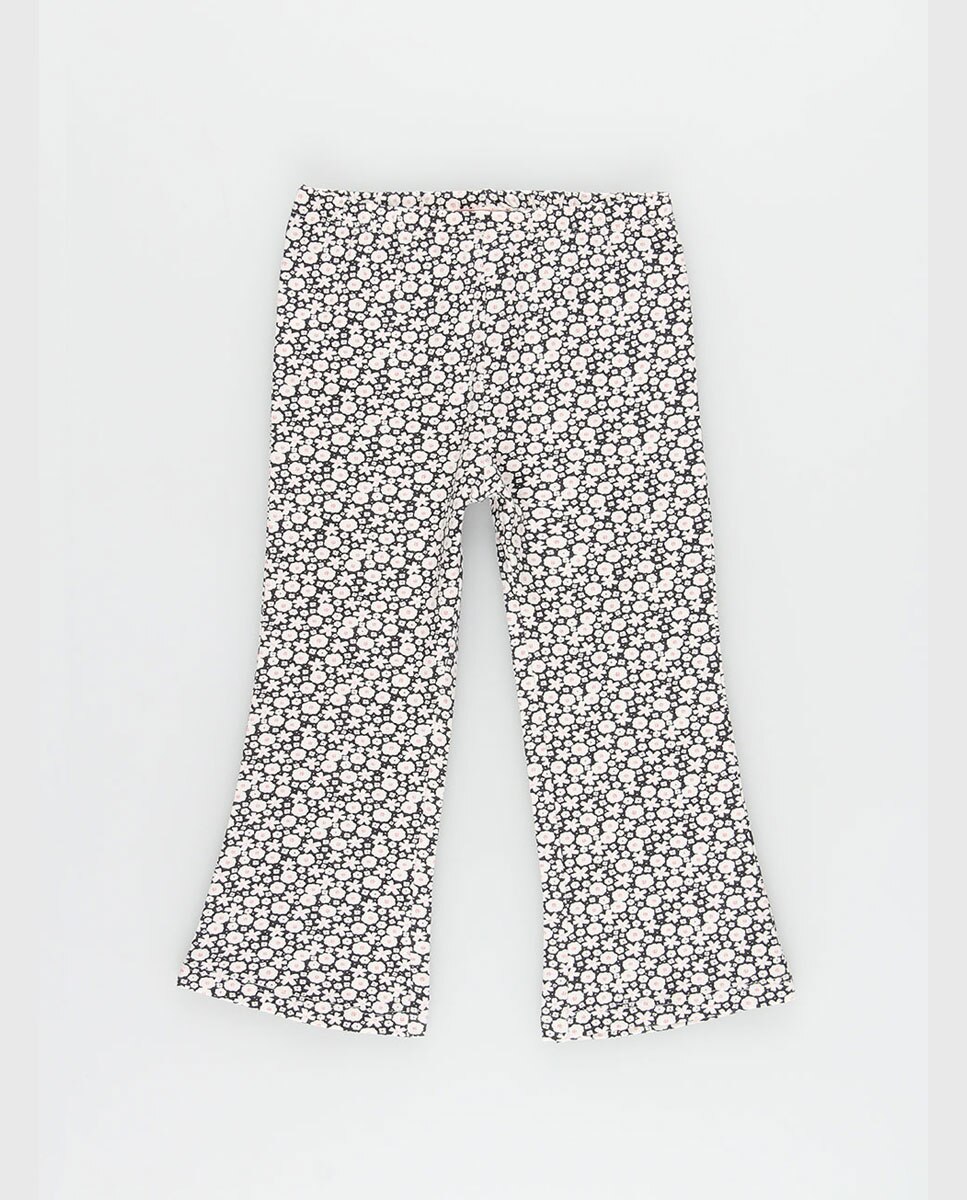 Leggings Infantil de Malha com Estampado de Flores Branco-3