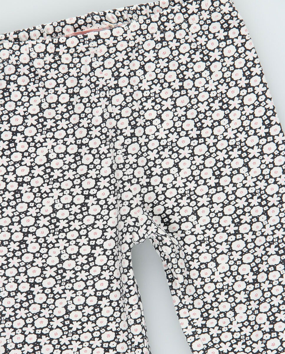 Leggings Infantil de Malha com Estampado de Flores Branco-5
