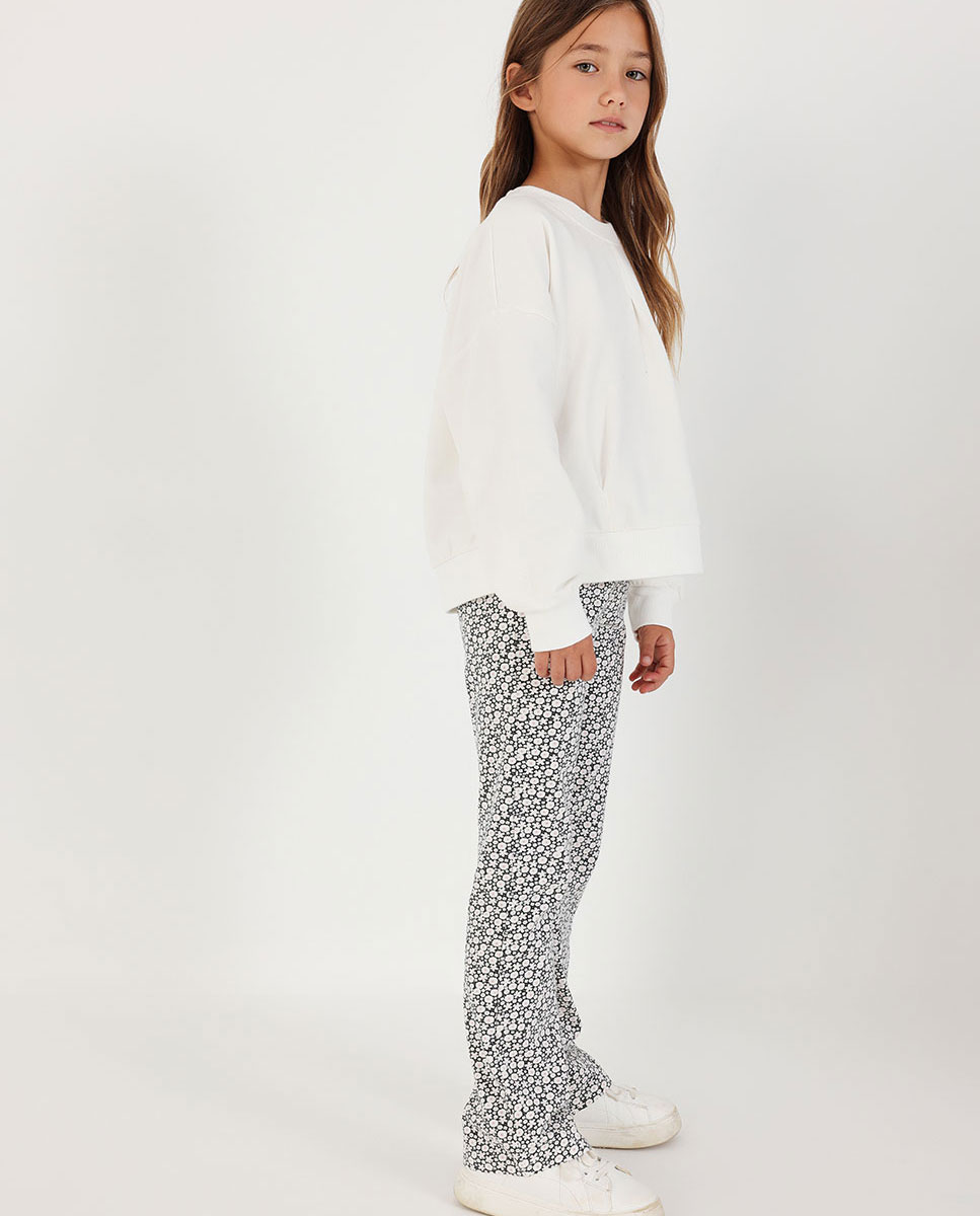 Imagem 0 de Leggings Infantil de Malha com Estampado de Flores