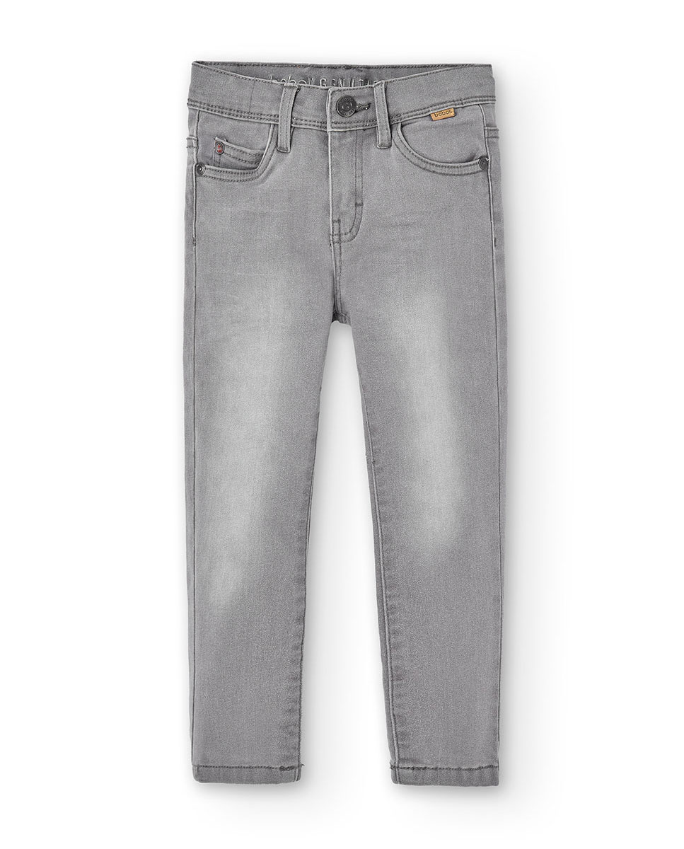 Imagem 0 de Calças Jeans Infantil de Algodão com Corte a Direito e Cintura Subida