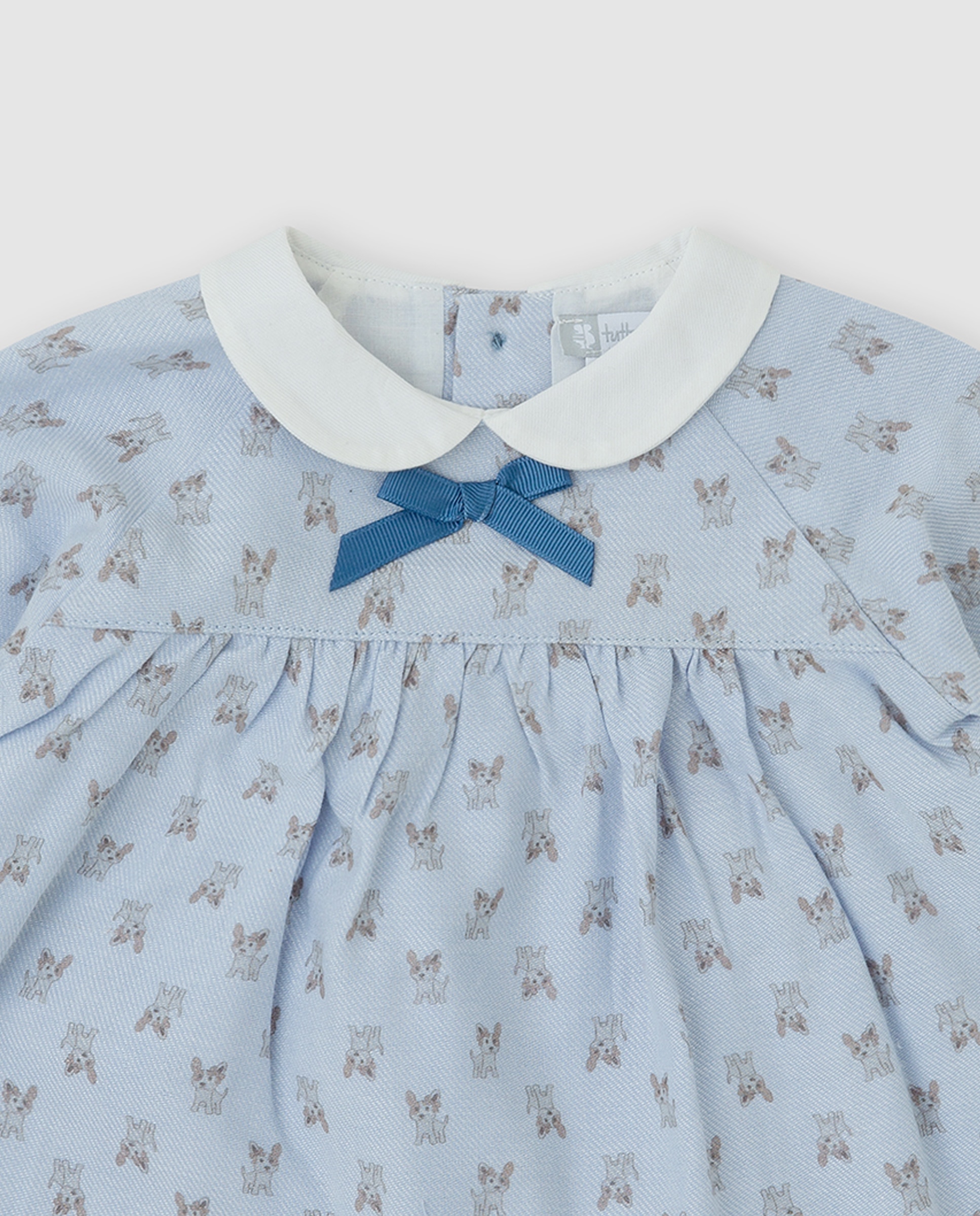 Vestido para Bebé com Estampado de Cães e Collants Azul-claro-2