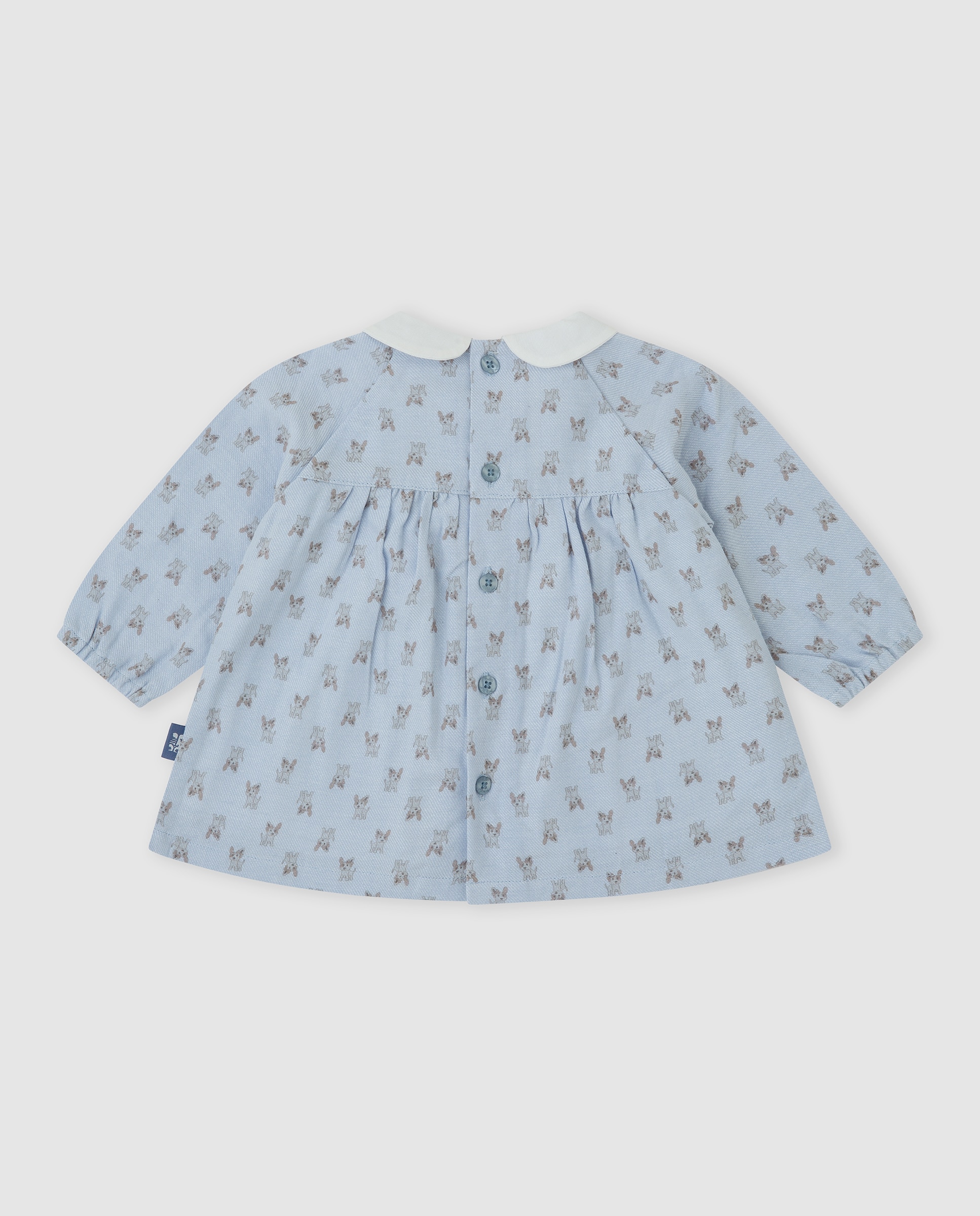 Vestido para Bebé com Estampado de Cães e Collants Azul-claro-3