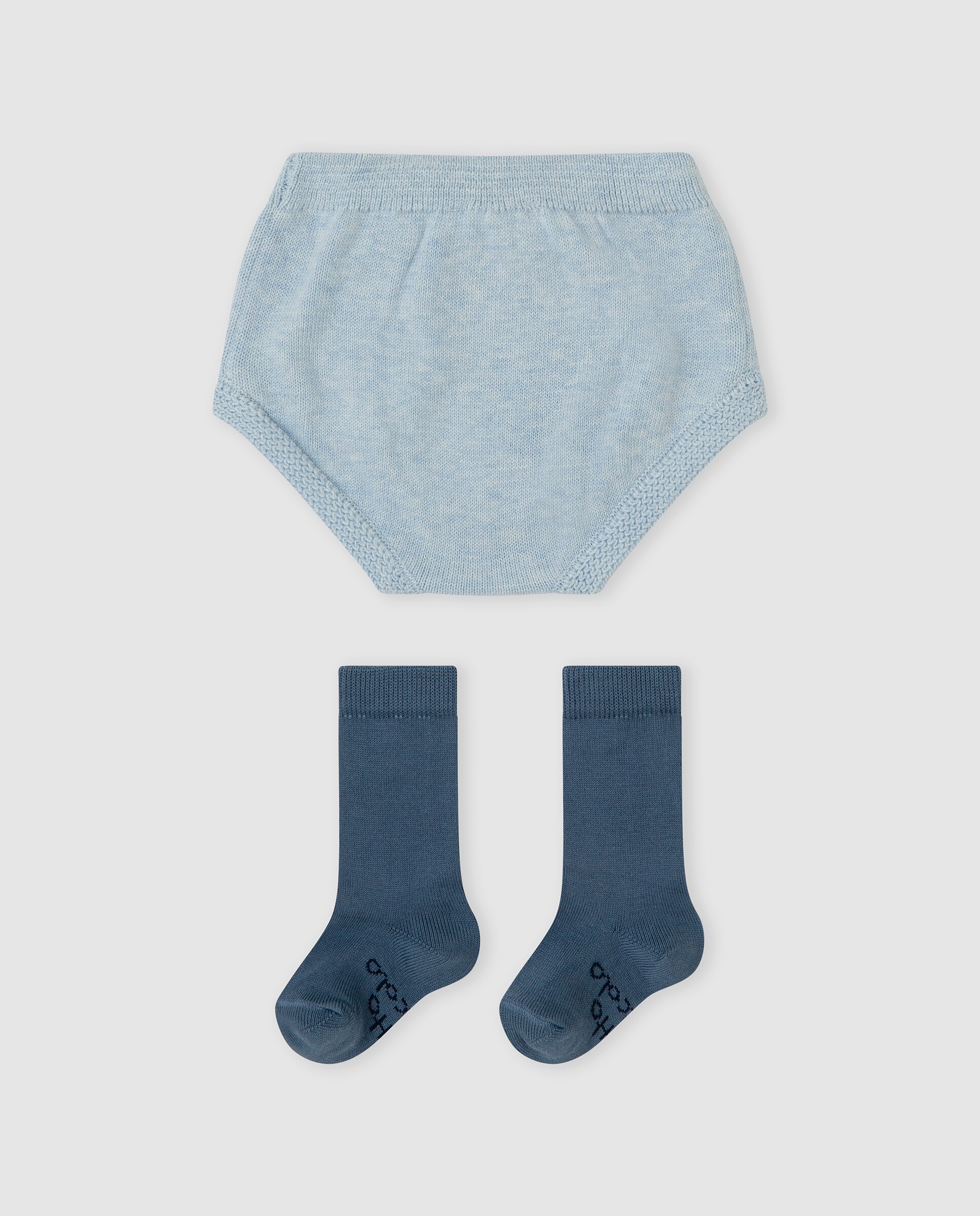 Cueca de Bebé com Botões e Meias Azul-claro-2
