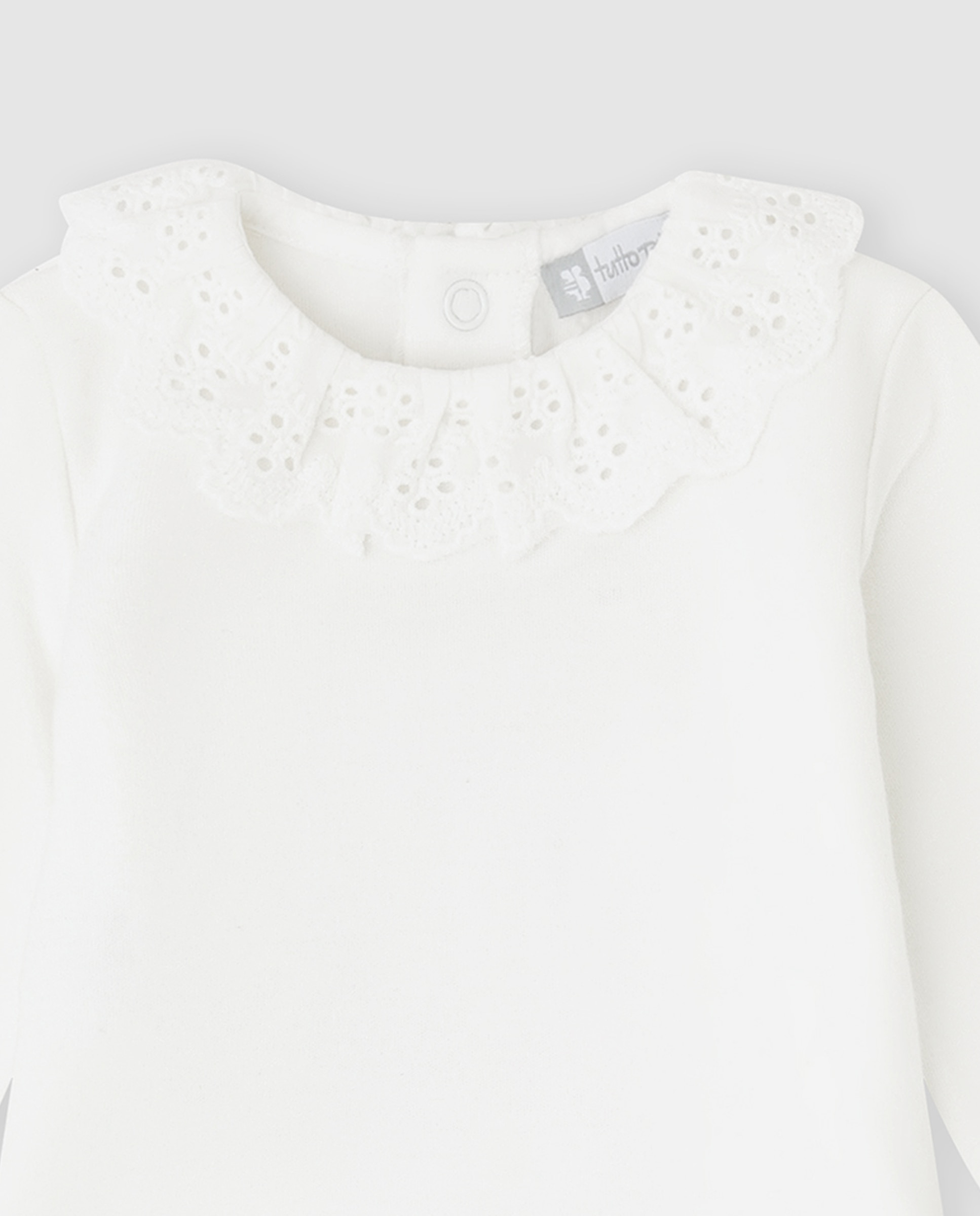 Body para Bebé de Algodão com Folho Branco-2