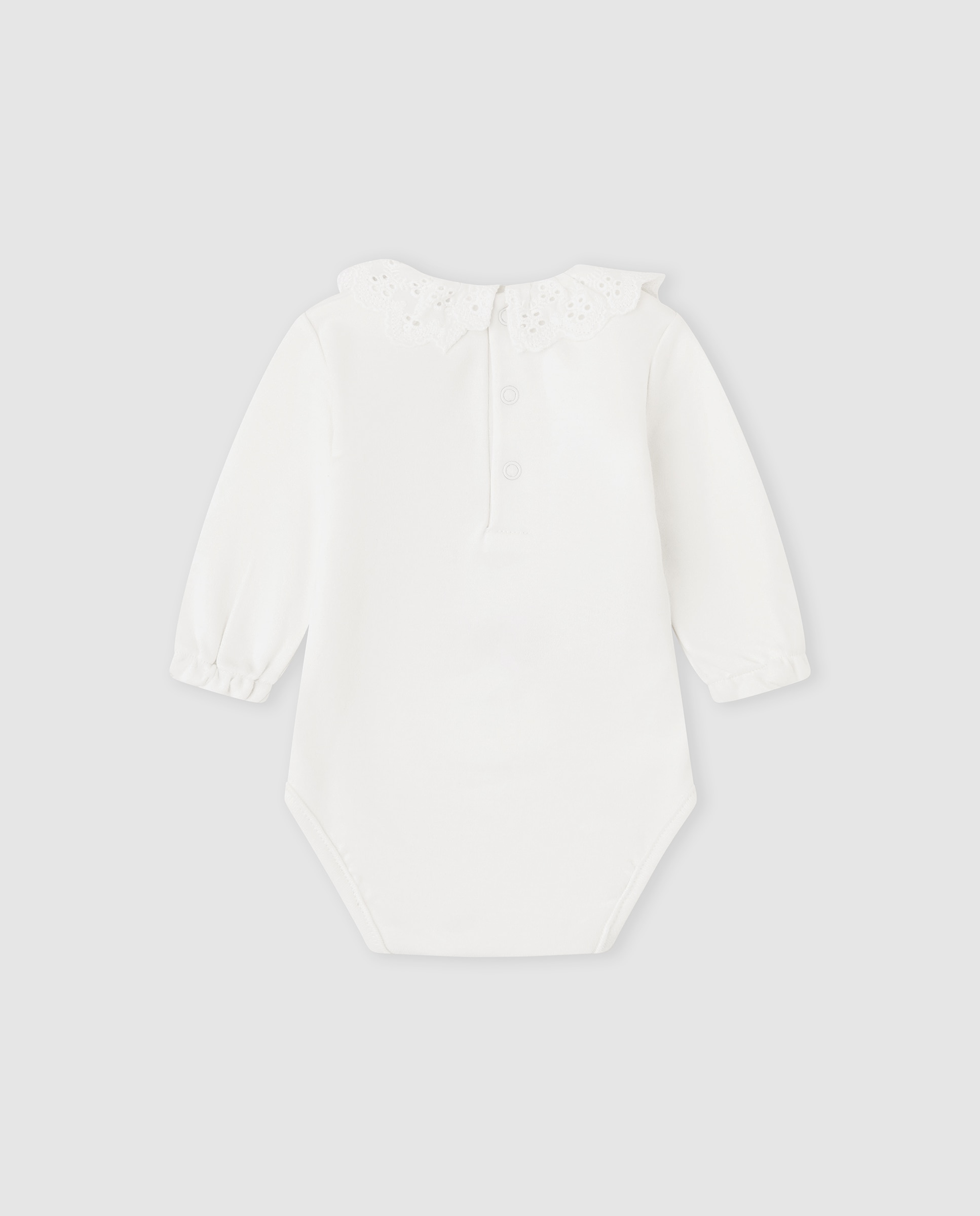 Body para Bebé de Algodão com Folho Branco-3