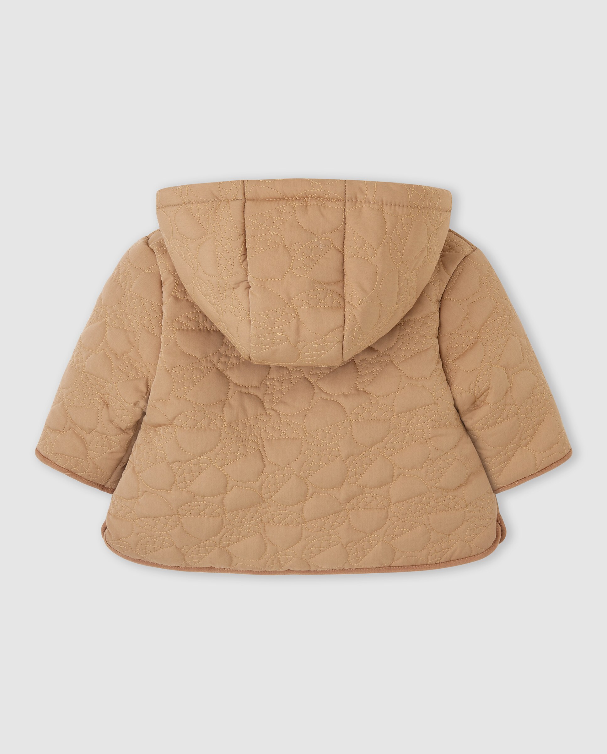 Casaco Acolchoado com Capuz e Fecho Zip Camel-2