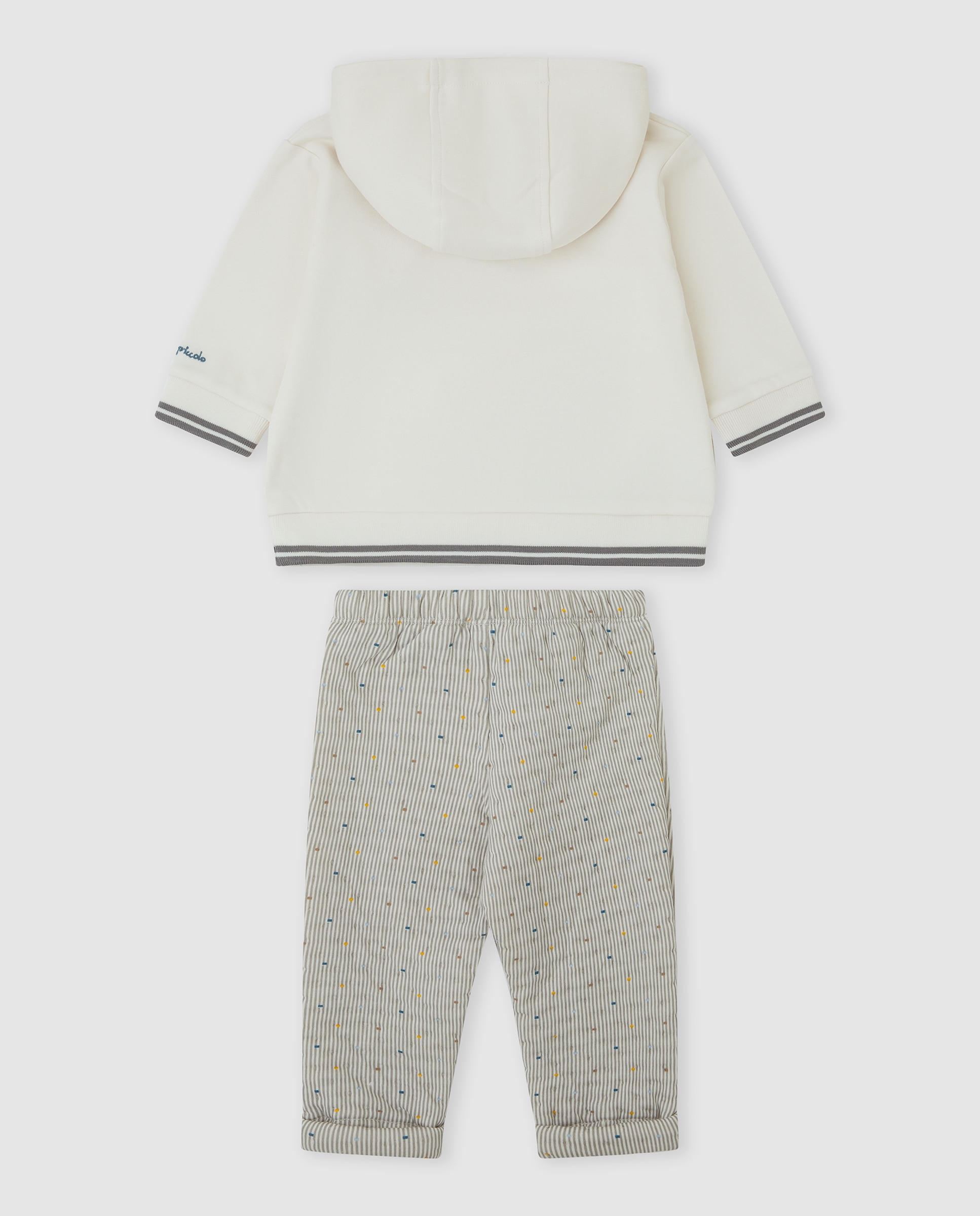 Conjunto para Bebé com Capuz e Dinossauro Bordado Cru-2