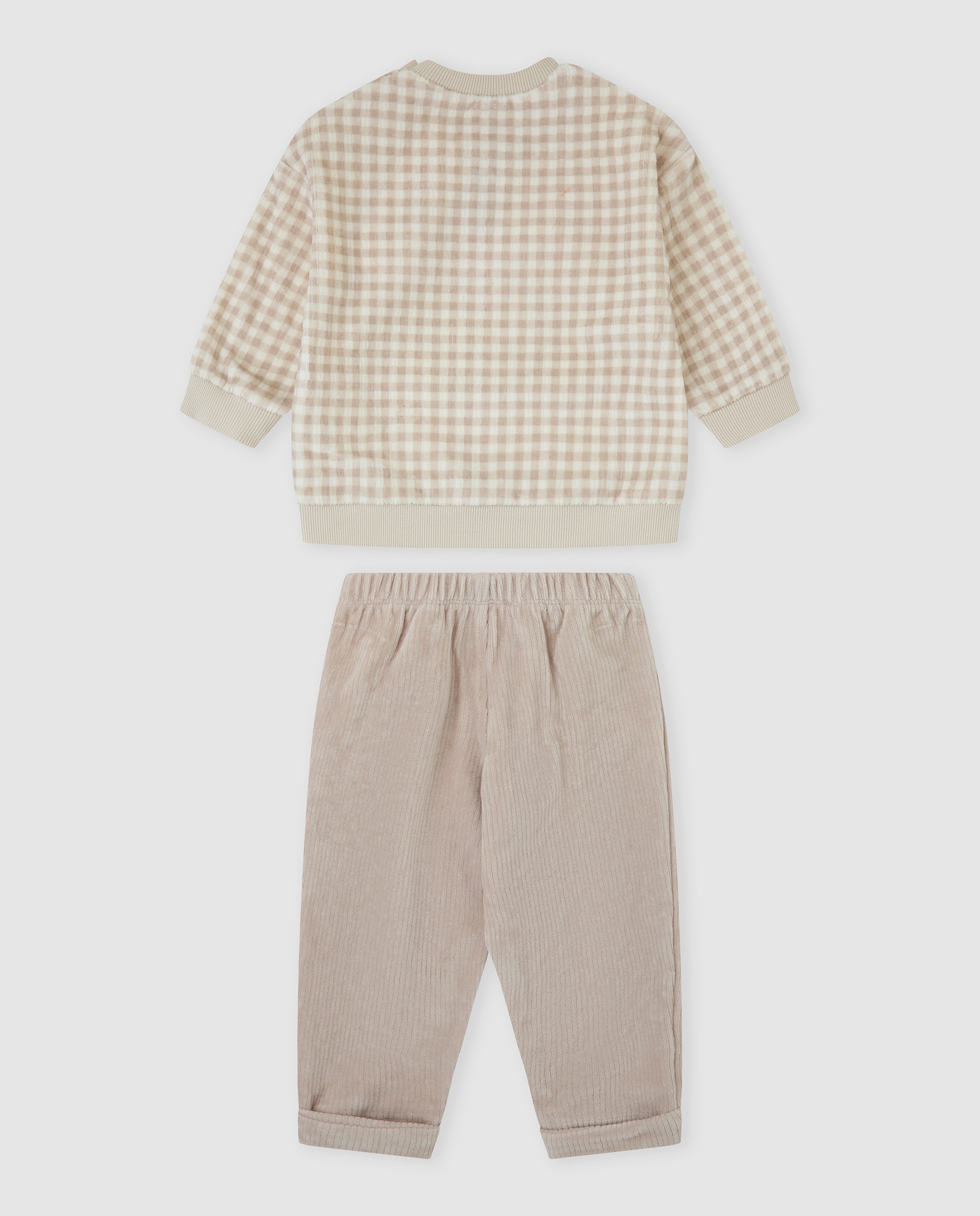 Conjunto para Bebé Tundosado Vichy Areia-2