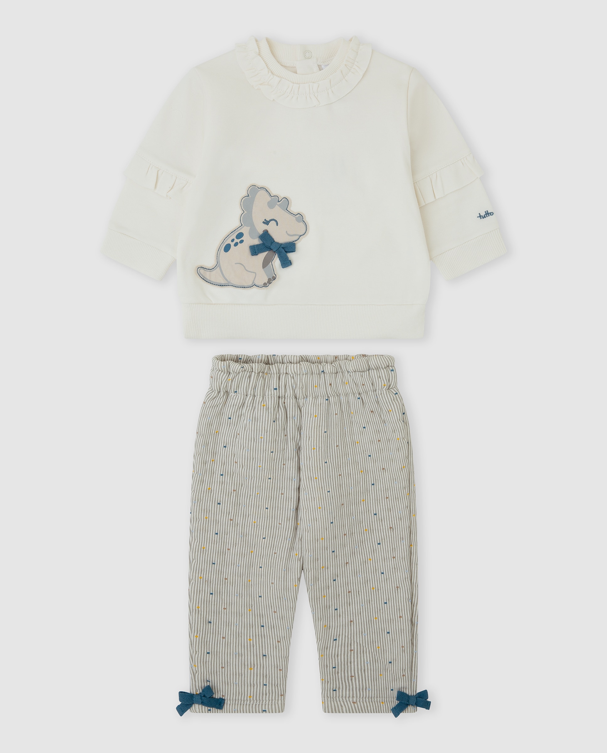 Imagem 0 de Conjunto para Bebé com Dinossauro Bordado e Laços