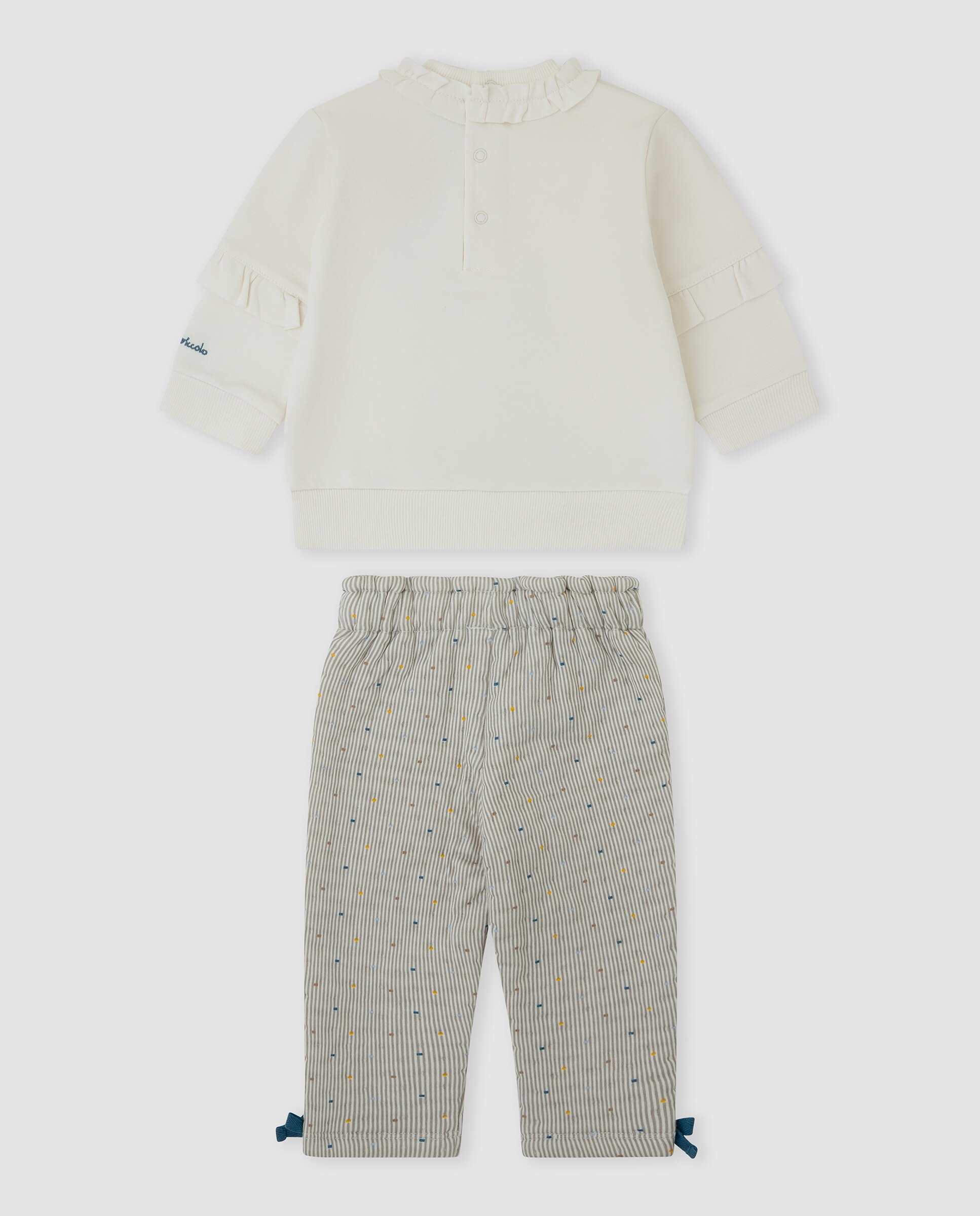 Conjunto para Bebé com Dinossauro Bordado e Laços Cru-2
