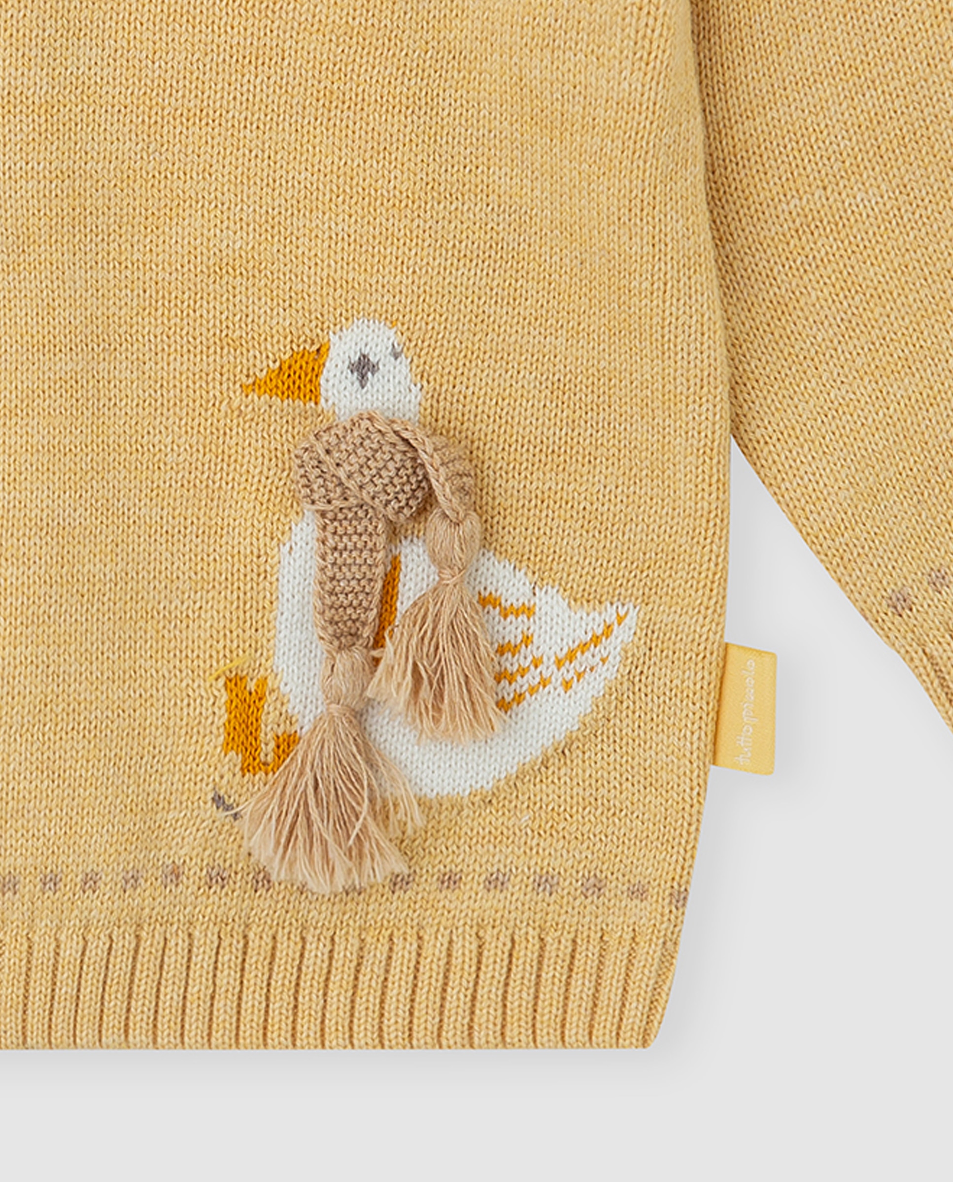 Camisola para Bebé Tricot com Pato Mostarda-2