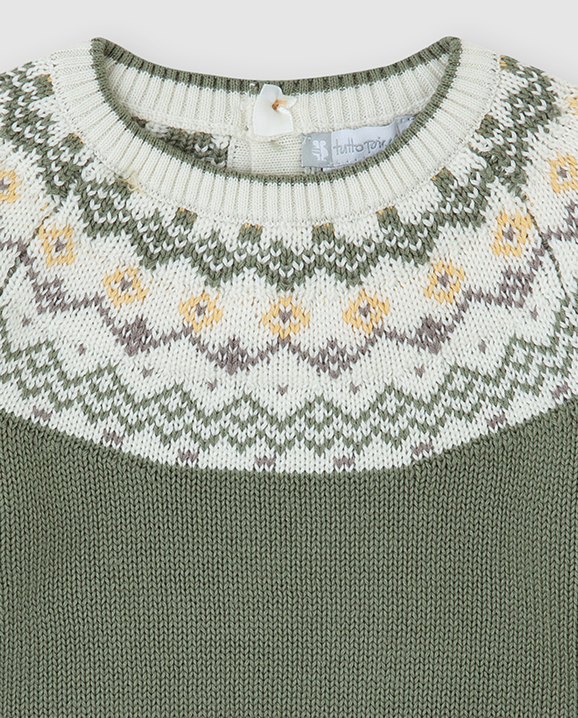 Camisola Infantil Tricot com Greca Caqui-2
