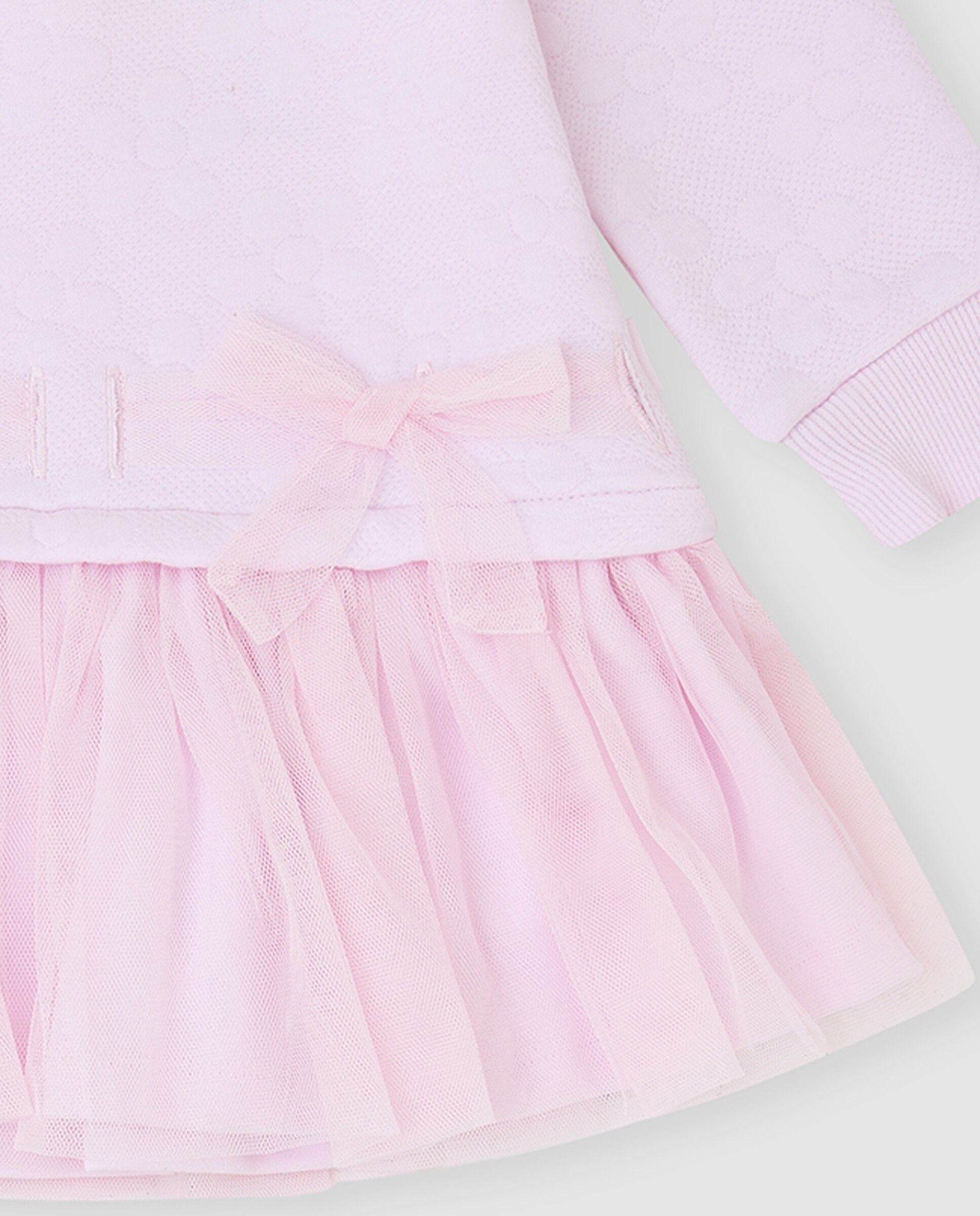 Vestido Infantil Acolchoado com Tule e Collants Rosa-3