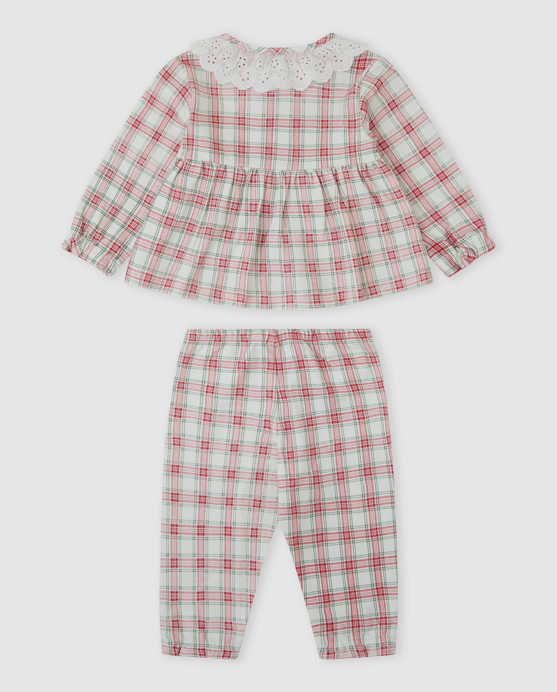 Conjunto Infantil de Algodão Aos Quadrados Vermelho-2