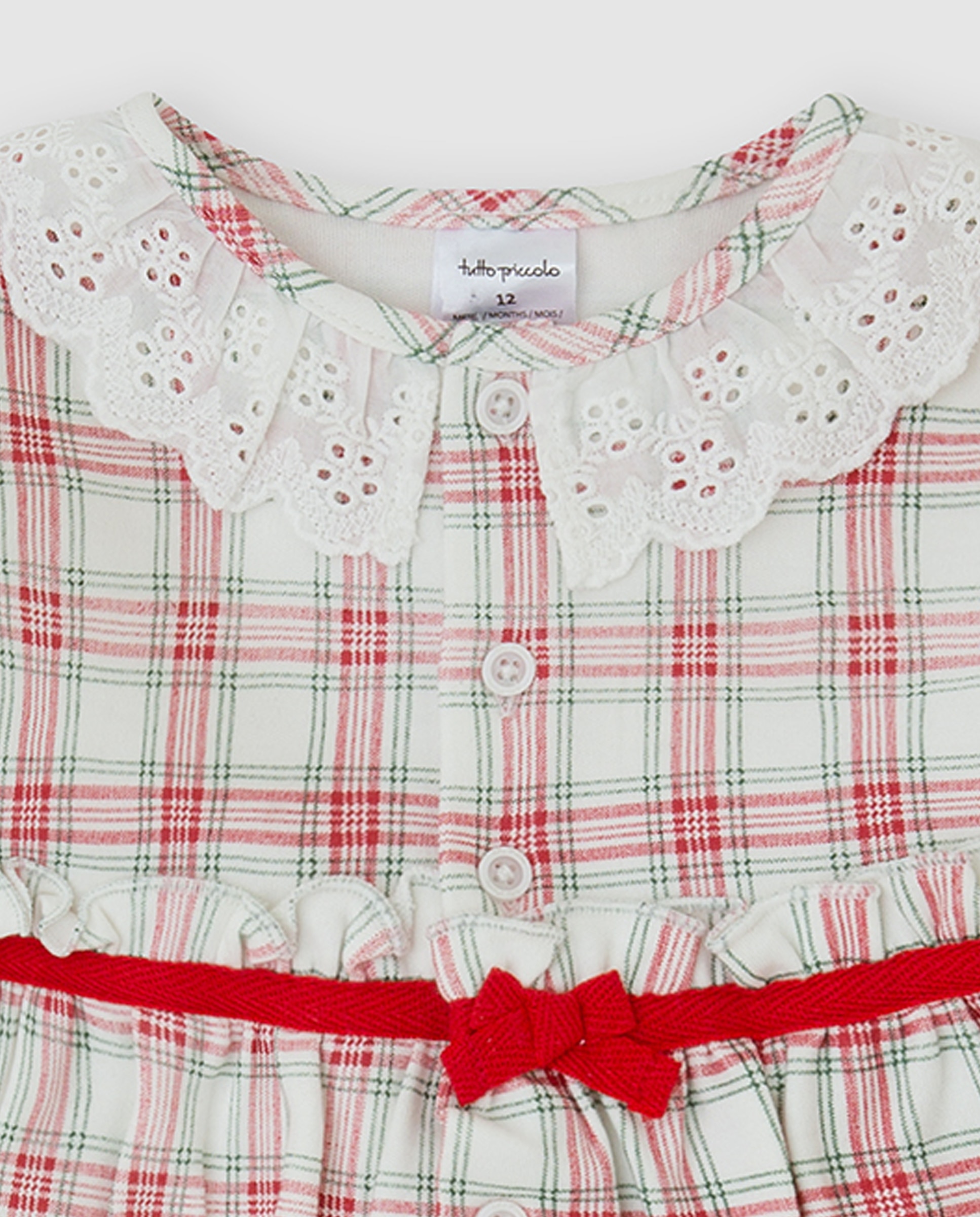 Conjunto Infantil de Algodão Aos Quadrados Vermelho-3
