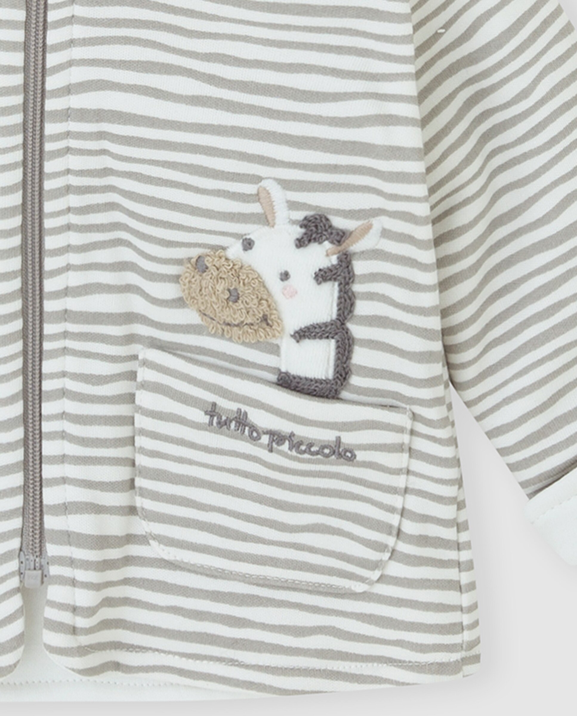 Casaco para Bebé Às Riscas com Capuz e Fecho Zip Cinzento-3