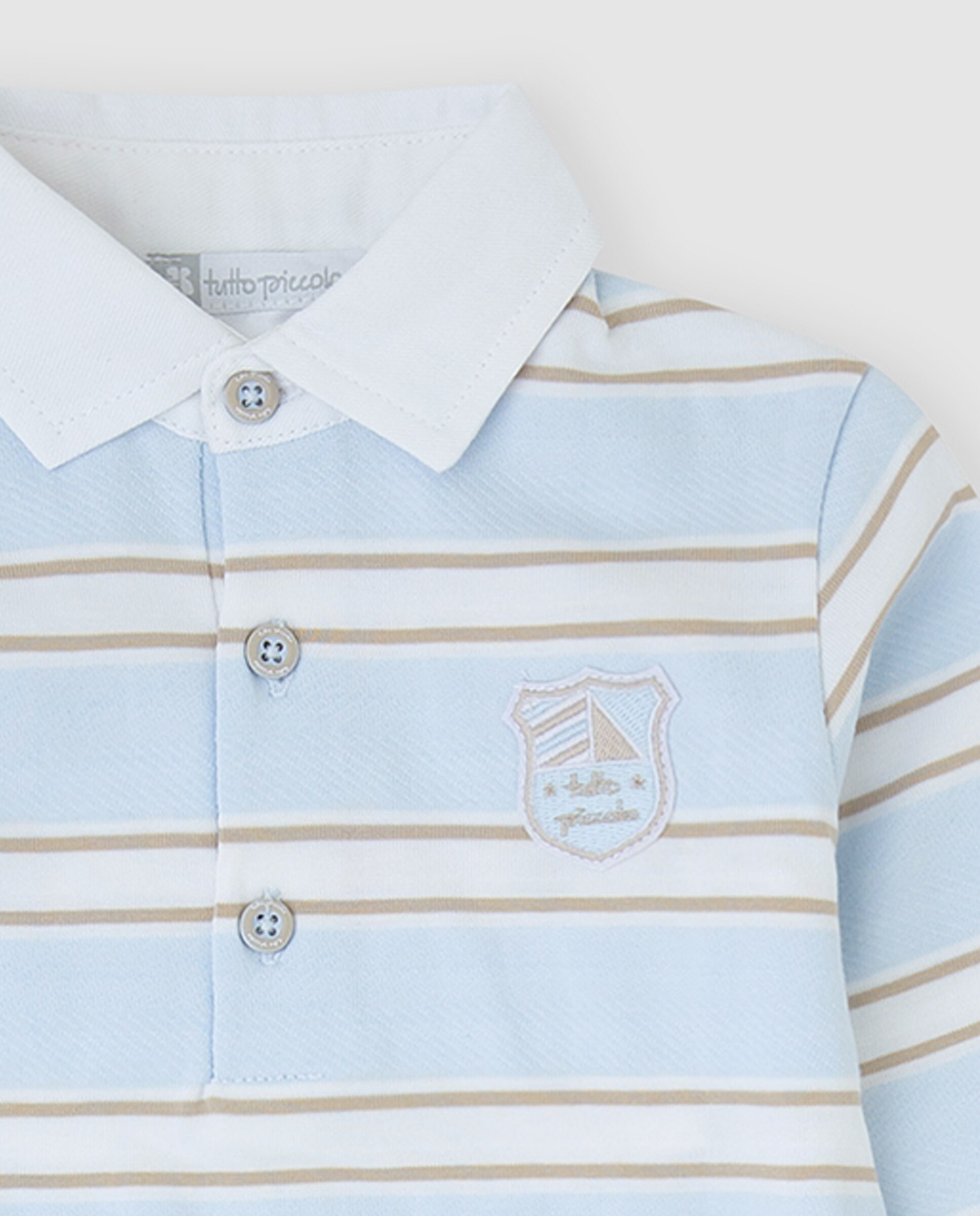 Conjunto Às Riscas com Escudo Bordado Azul-claro-3