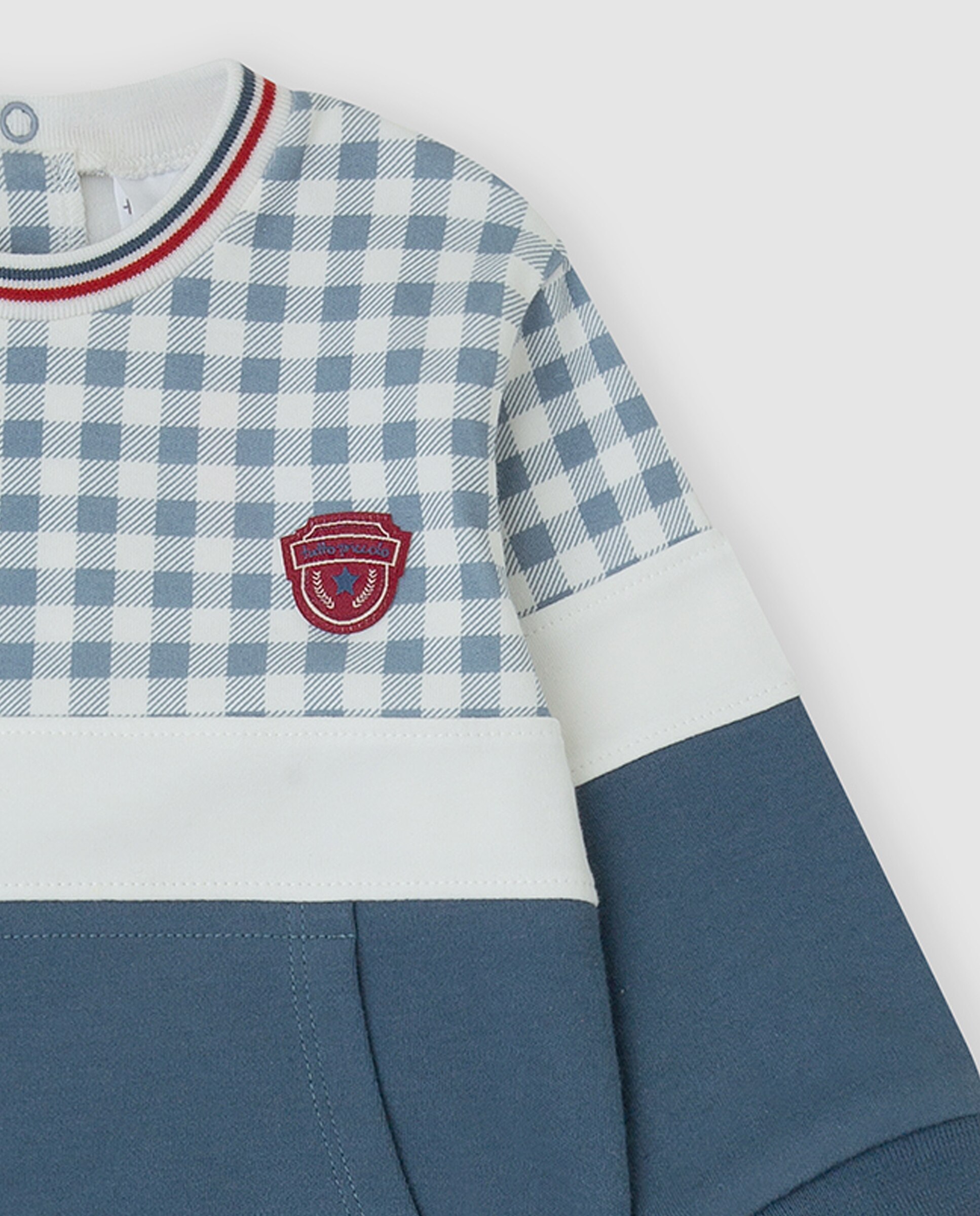 Conjunto Infantil de Algodão Vichy Azul-índigo-3