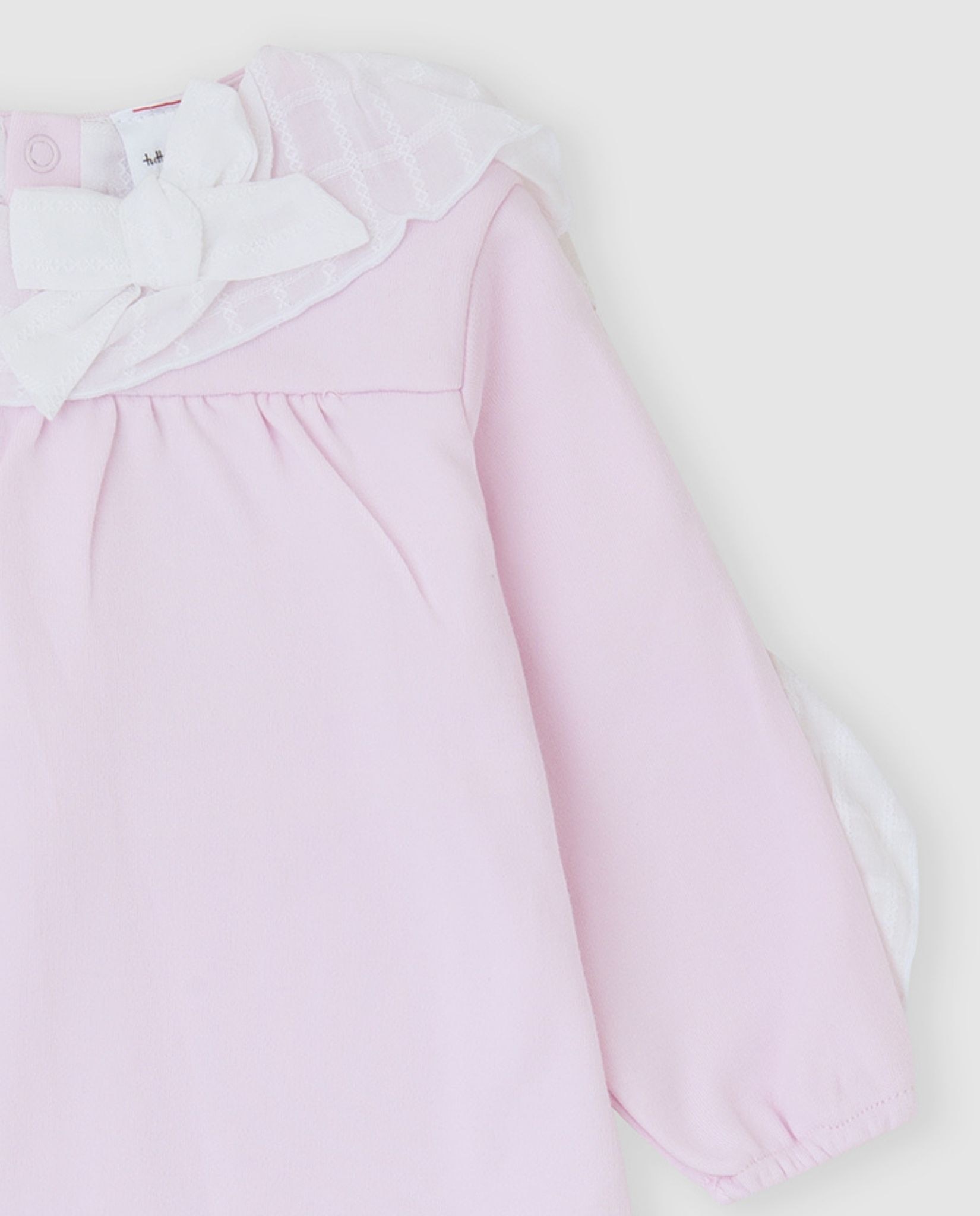 Conjunto Infantil de Algodão com Folhos Rosa-3
