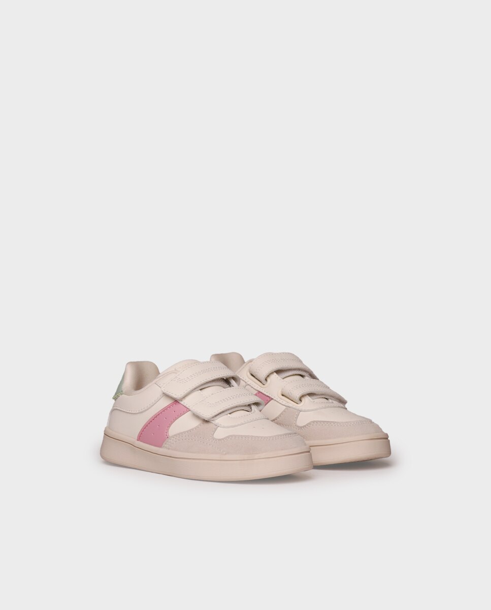 Sapatilhas de Pele Infantil com Velcro Multicolor-2