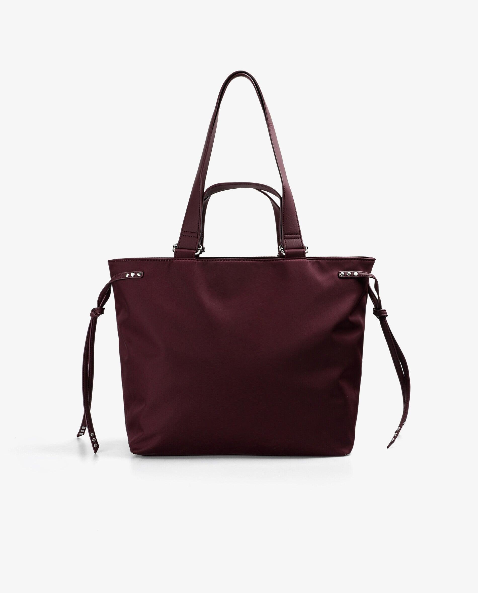 Shopper com Alças Duplas e Detalhe de Tachas Metálicas Grená-2