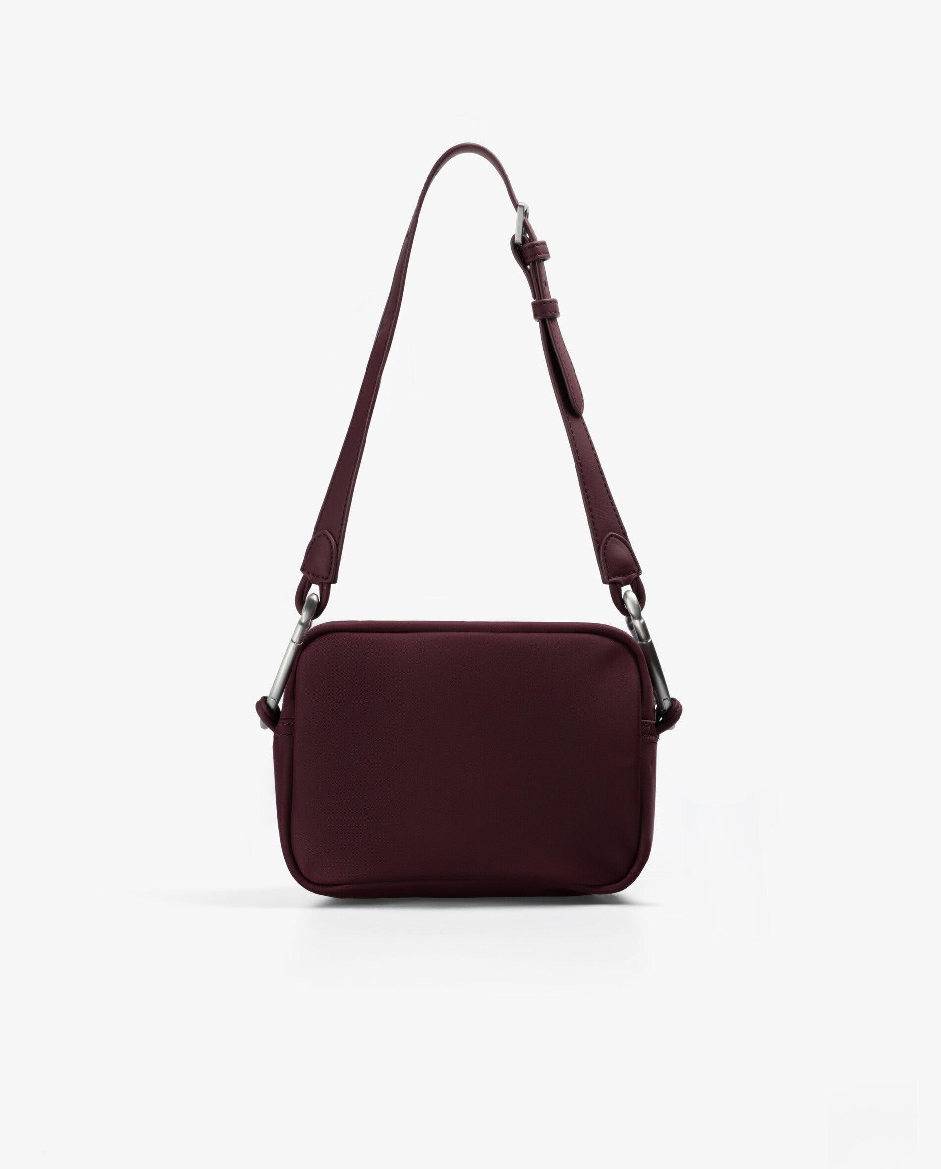 Mala a Tiracolo de Nylon com Fecho Zip Grená-3