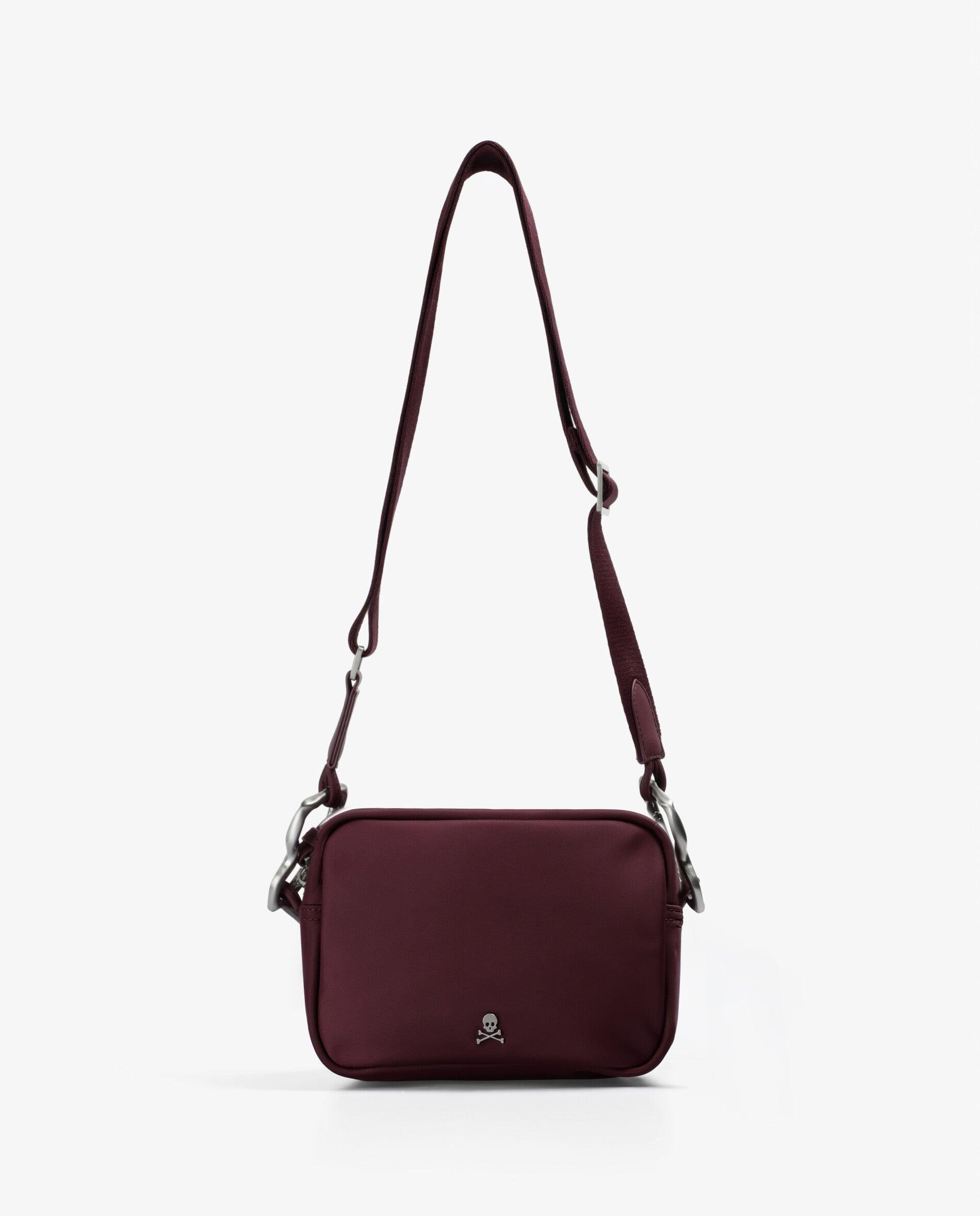 Mala a Tiracolo de Nylon com Fecho Zip Grená-5