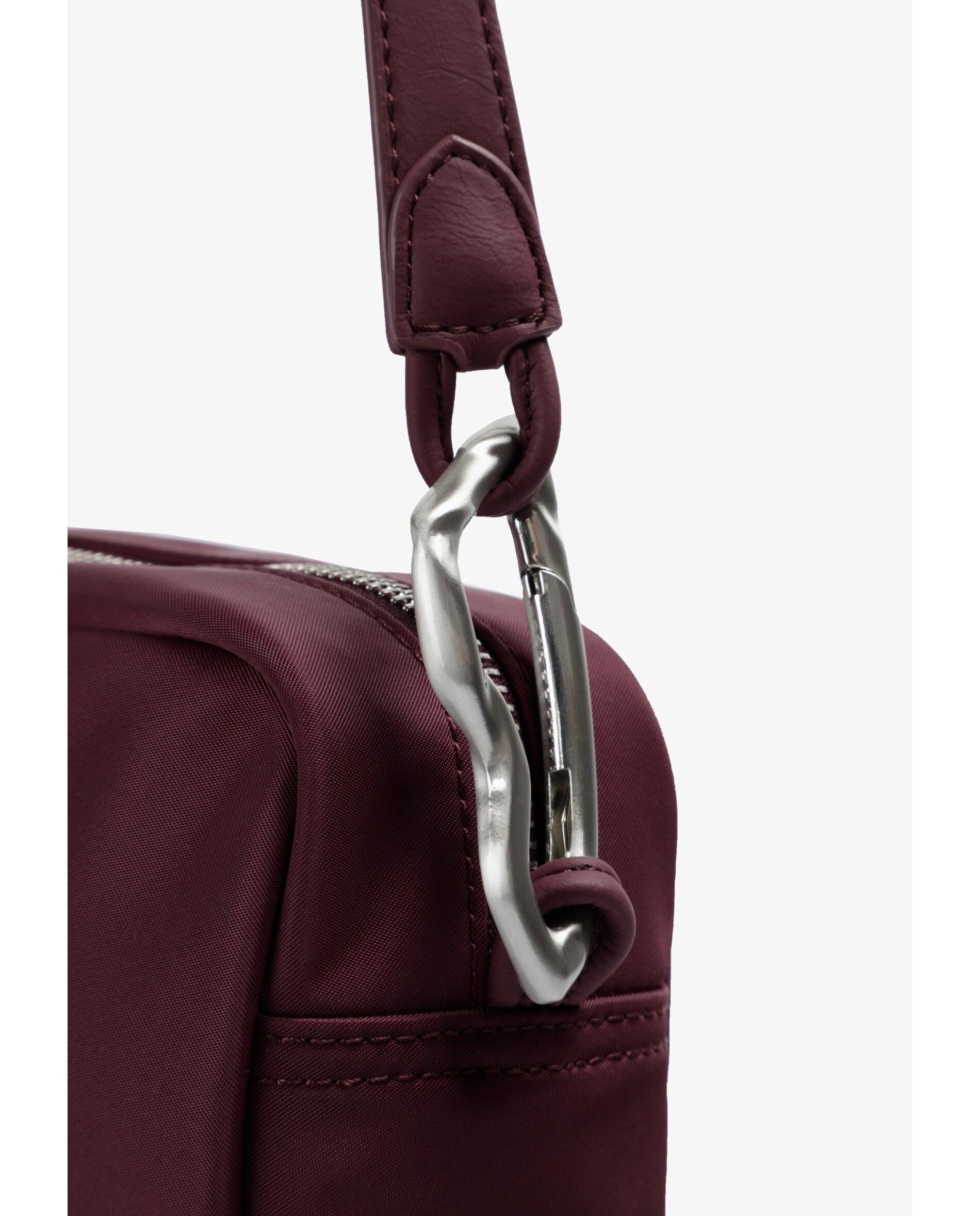 Mala a Tiracolo de Nylon com Fecho Zip Grená-8