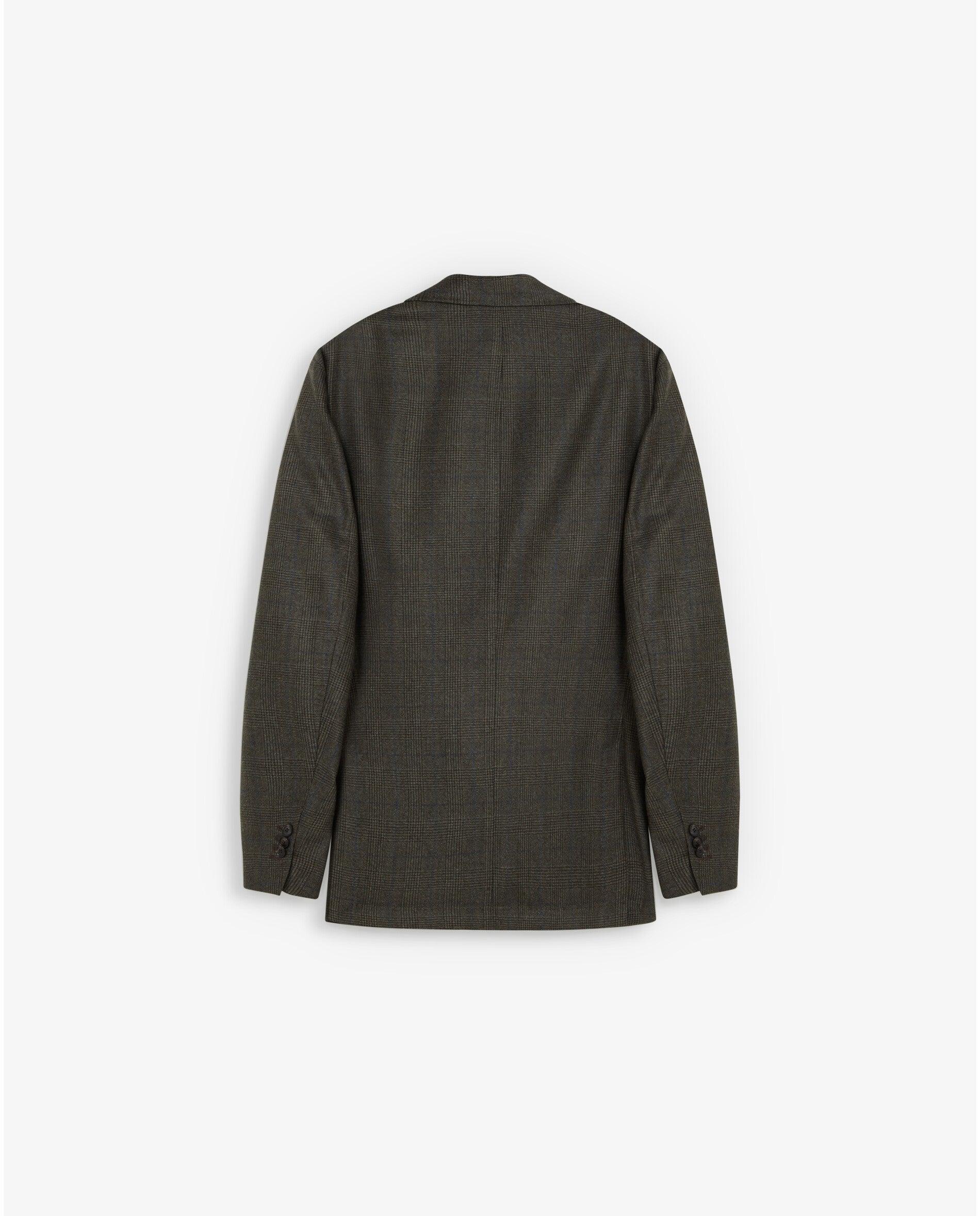 Blazer de Lã Virgem com Estampado Aos Quadrados Verde-militar-2