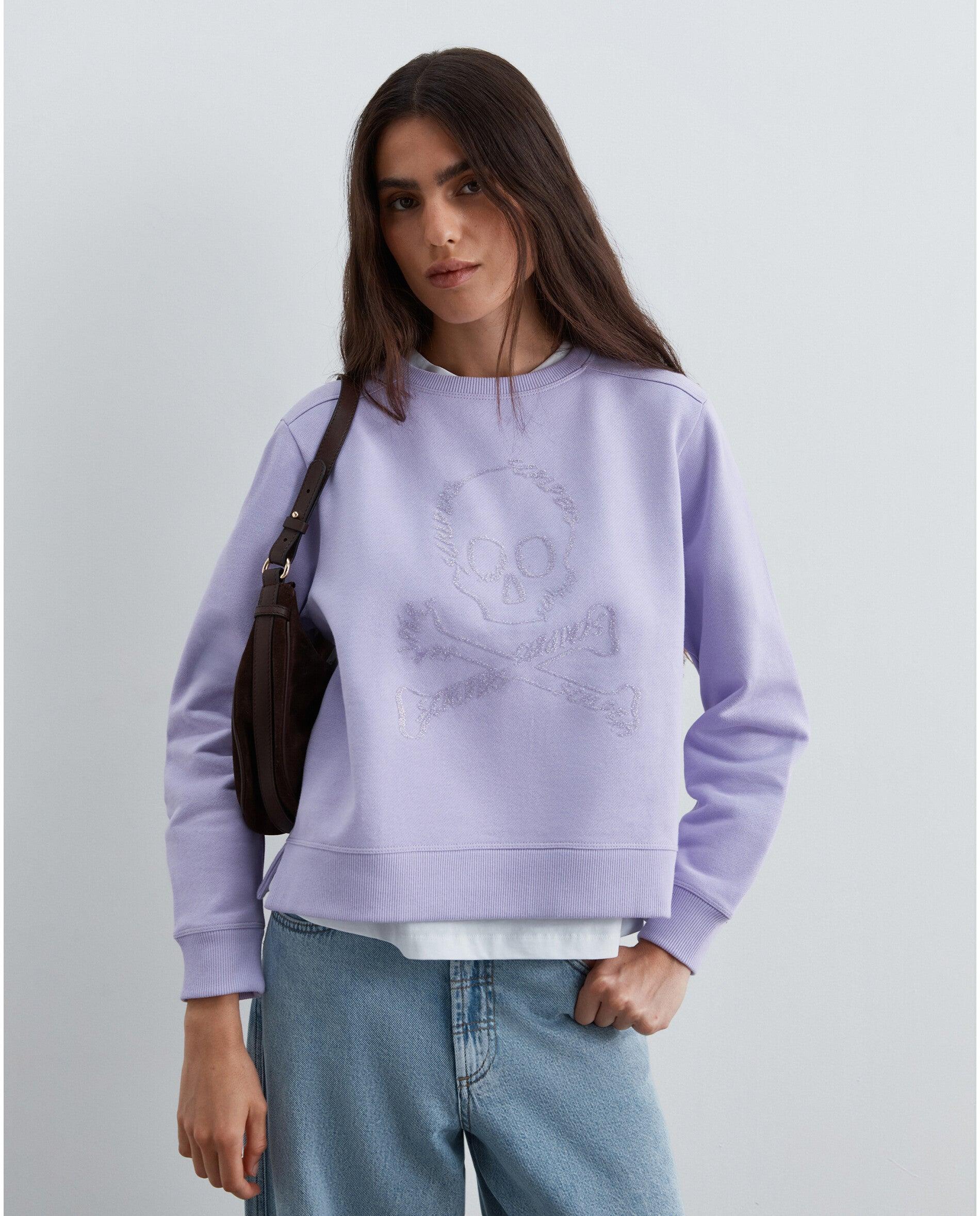 Sweatshirt Regular Fit com Desenho Frontal Lilás-4
