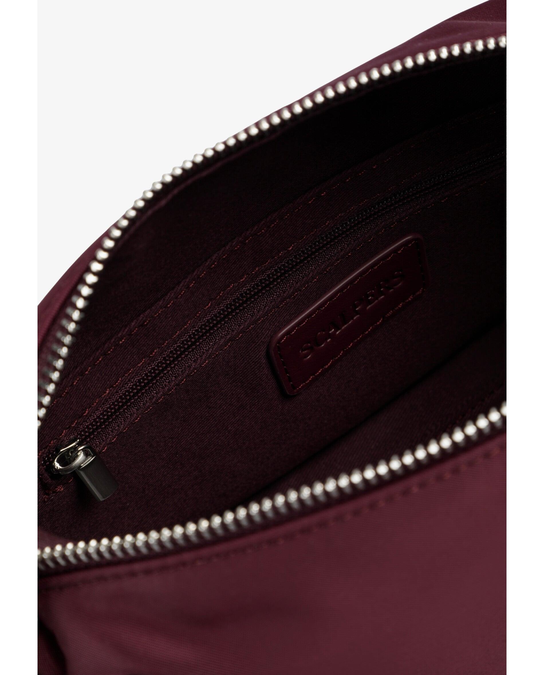 Mala a Tiracolo de Nylon com Fecho Zip Grená-2