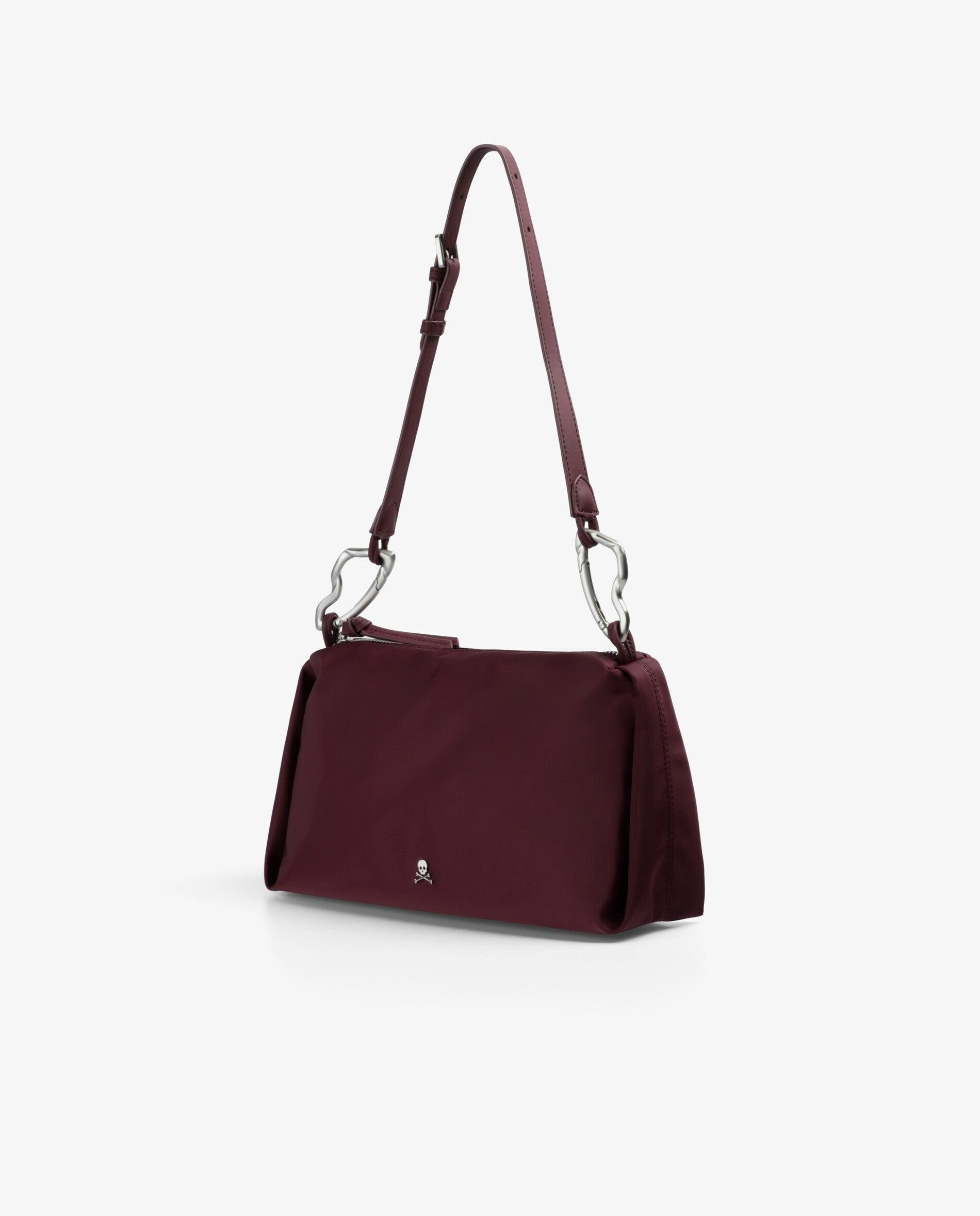 Mala a Tiracolo de Nylon com Fecho Zip Grená-4