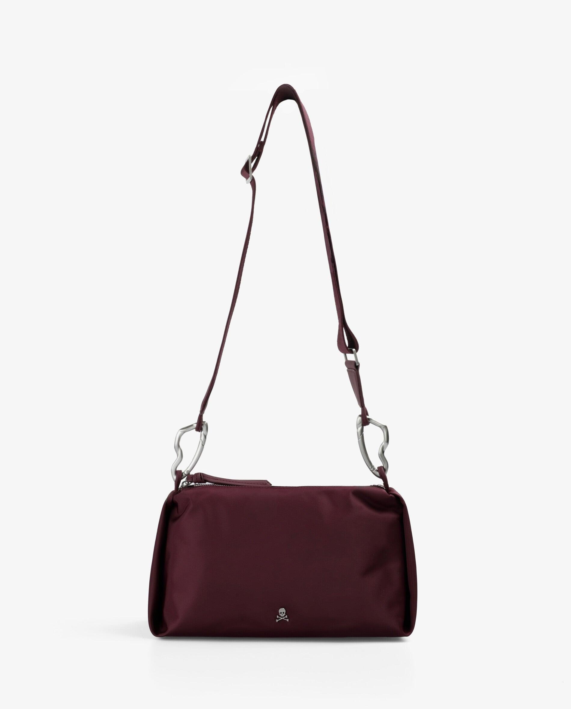 Mala a Tiracolo de Nylon com Fecho Zip Grená-5