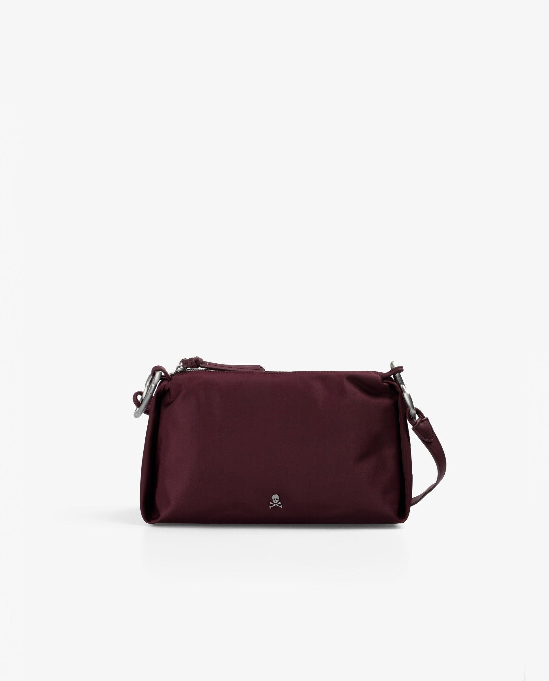 Mala a Tiracolo de Nylon com Fecho Zip Grená-6