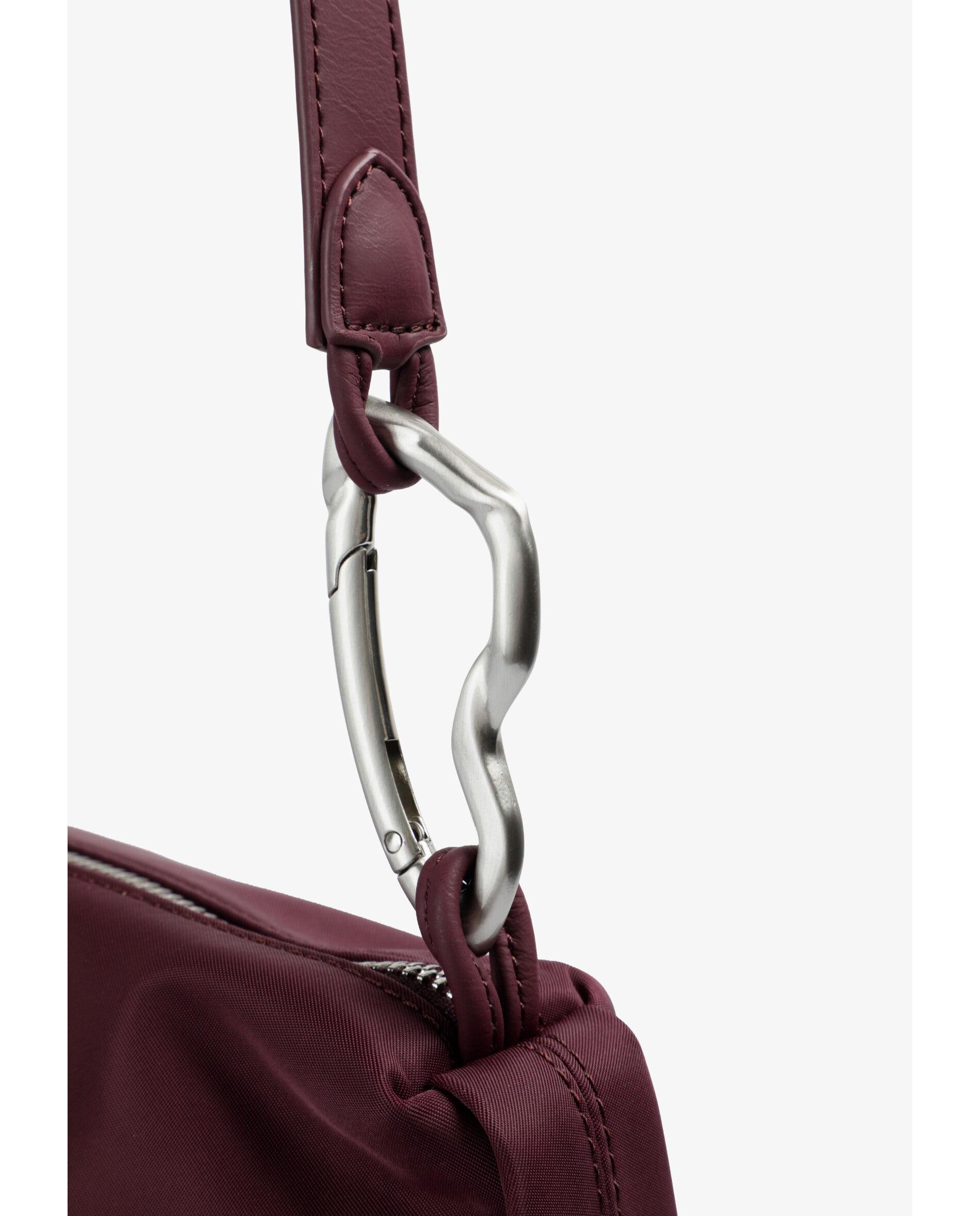 Mala a Tiracolo de Nylon com Fecho Zip Grená-8