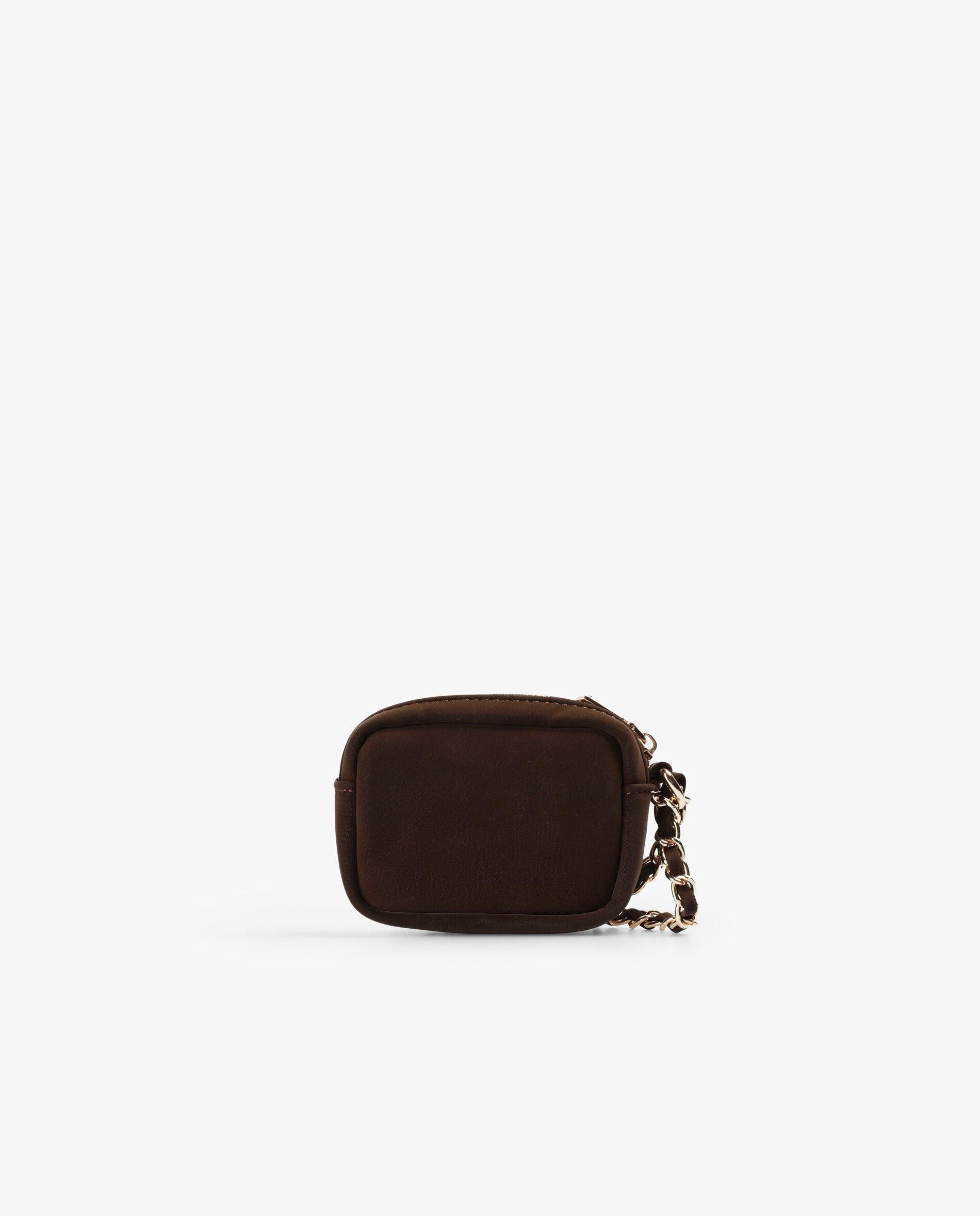 Porta-moedas Liso com Corrente Decorativa Amovível Castanho-2