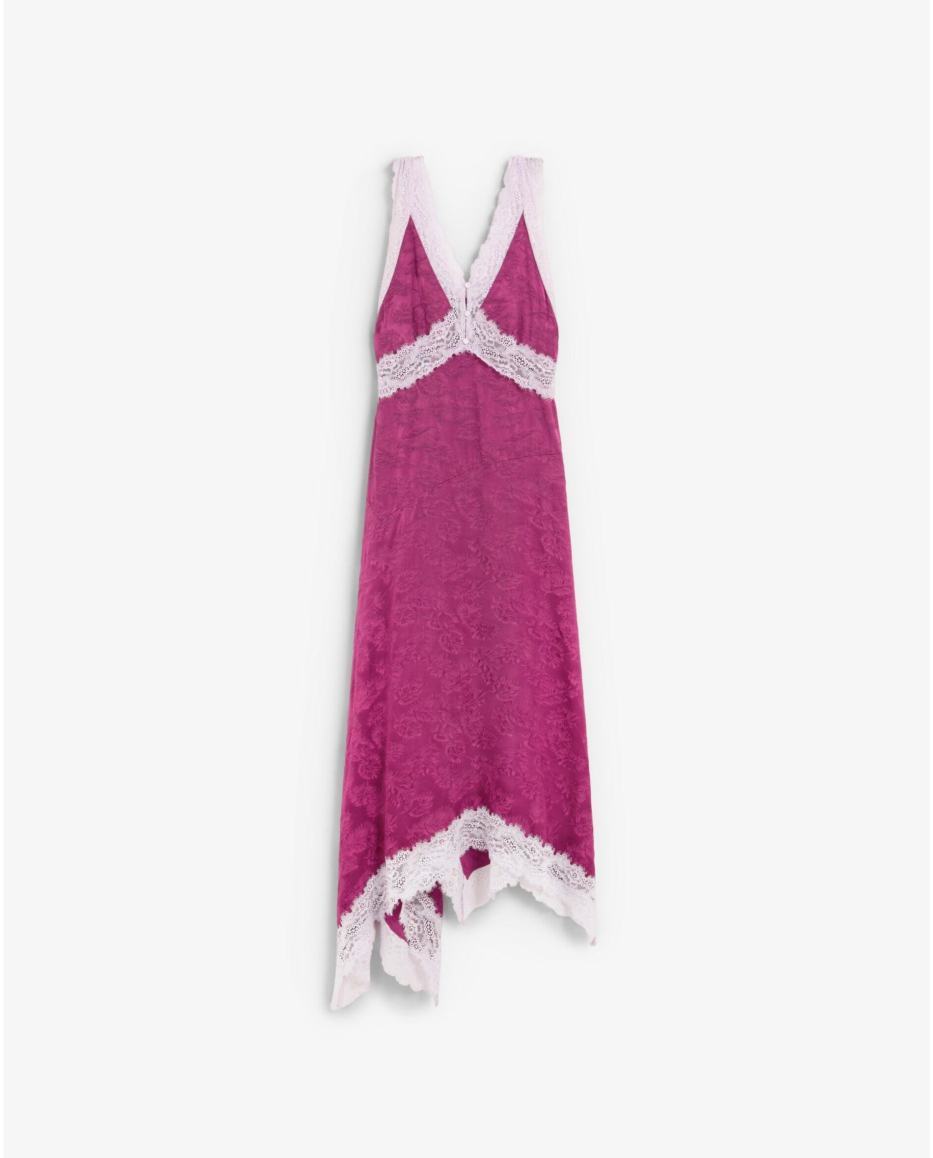 Imagem 0 de Vestido Midi Interior em Tecido Jacquard com Renda