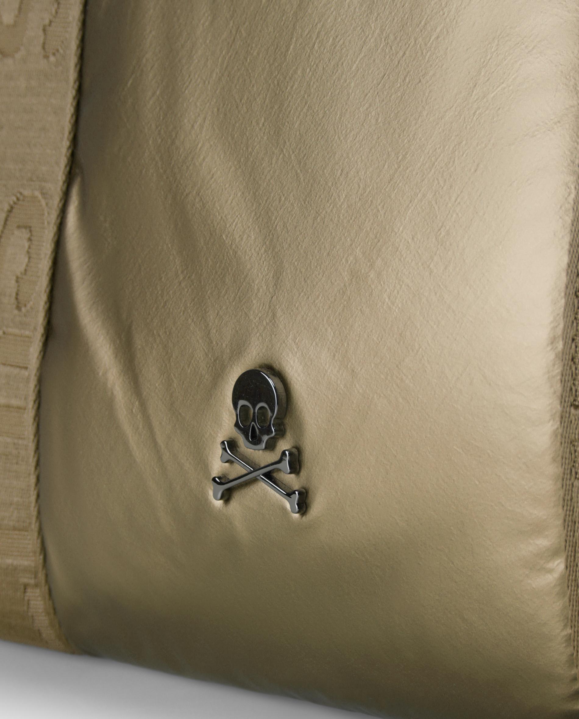 Shopper em Tecido Técnico com Acabamento Brilhante com Necessaire Amovível Taupe-5