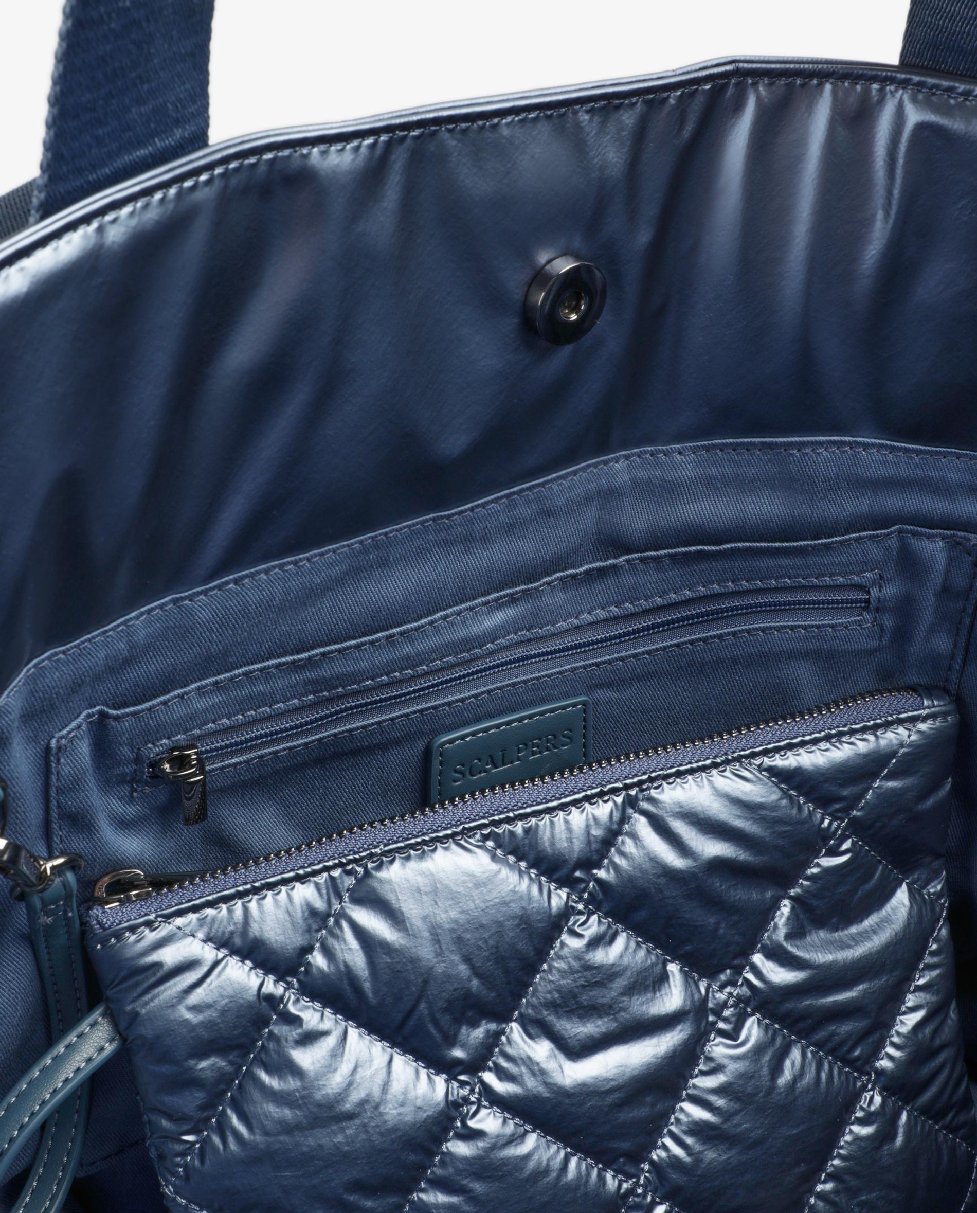 Shopper em Tecido Técnico com Acabamento Brilhante com Necessaire Amovível Esmeralda Azul-7