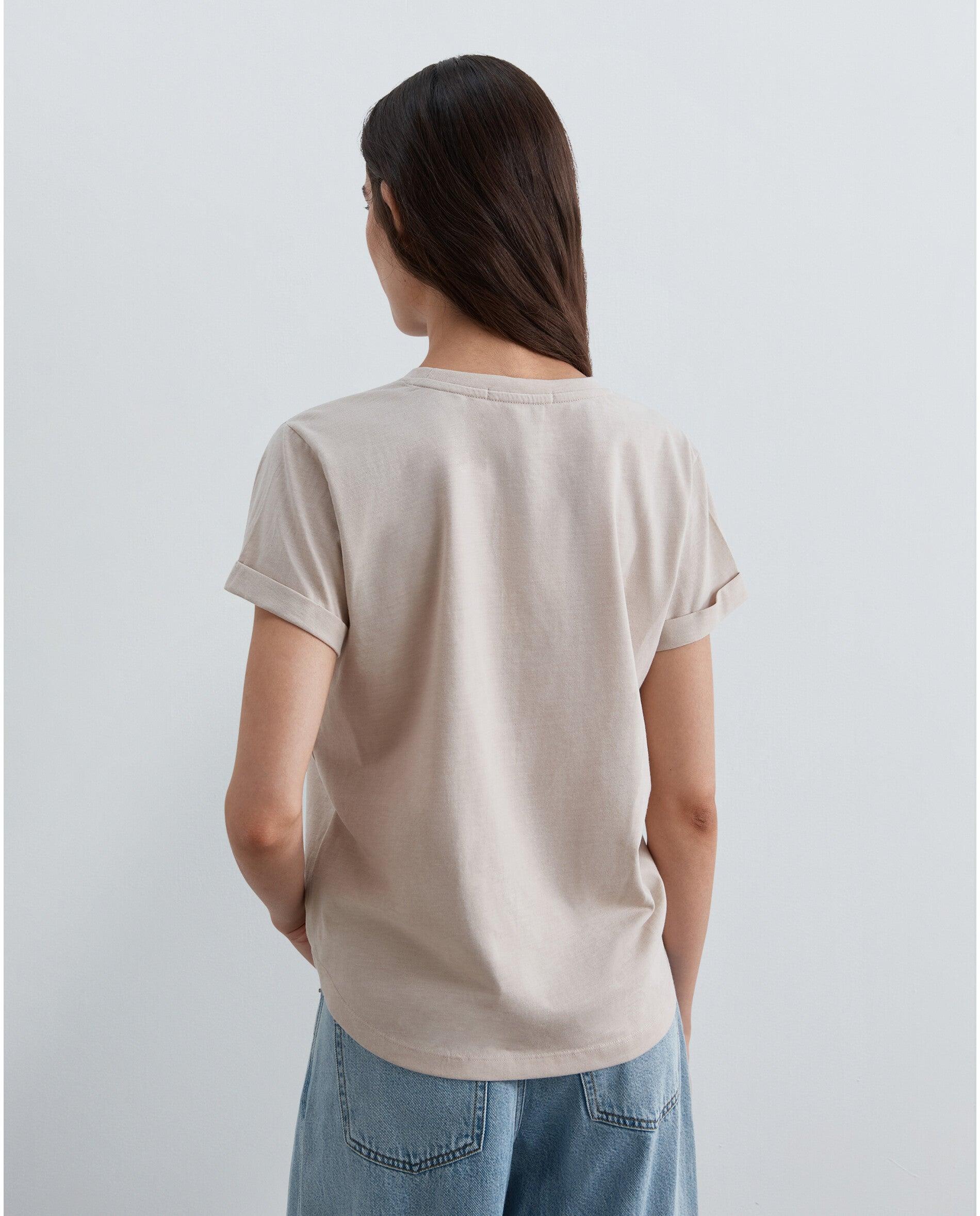 T-shirt Regular Fit de Manga Curta com Bainha Natural-2