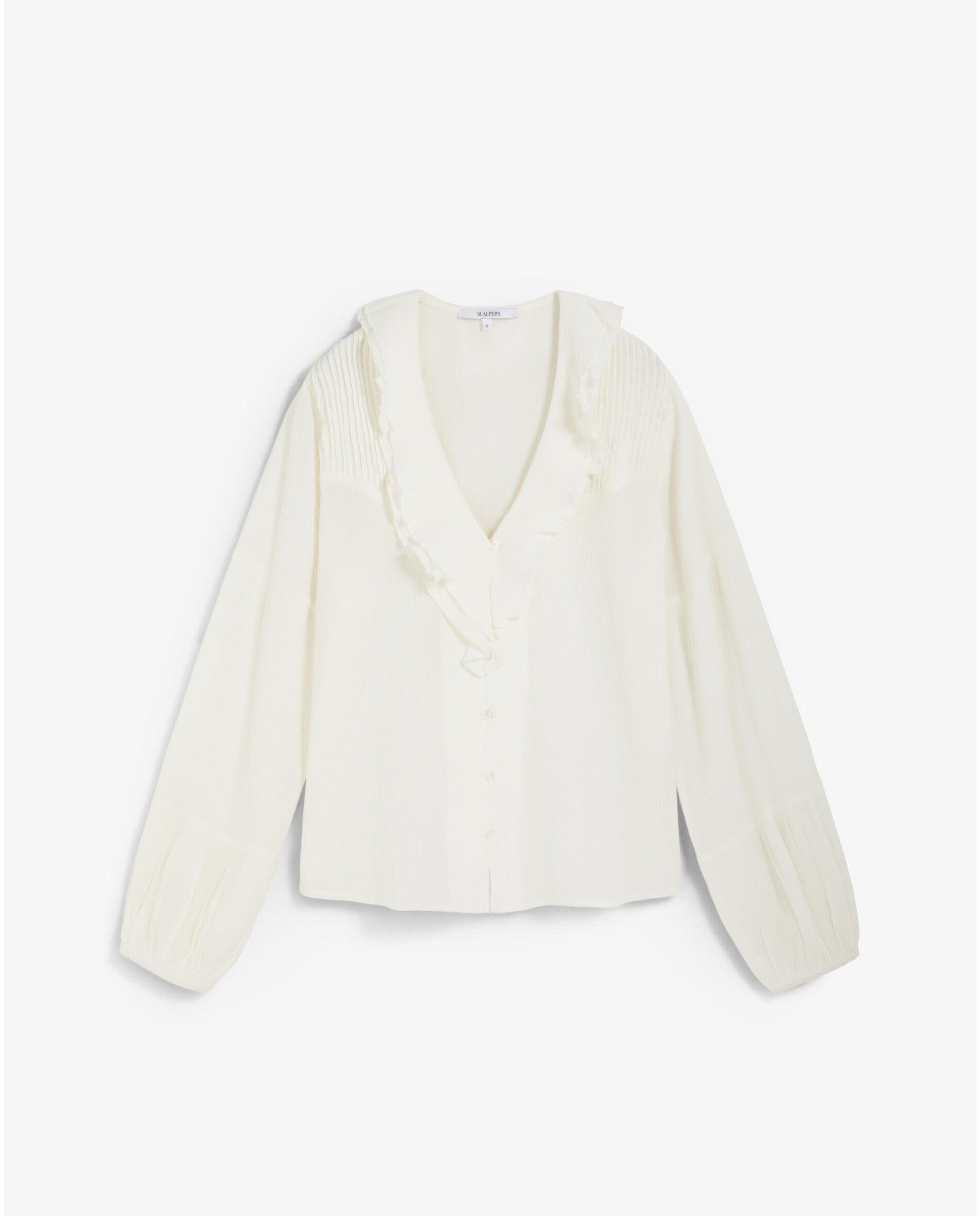 Imagem 0 de Blusa com Decote em V e Folhos