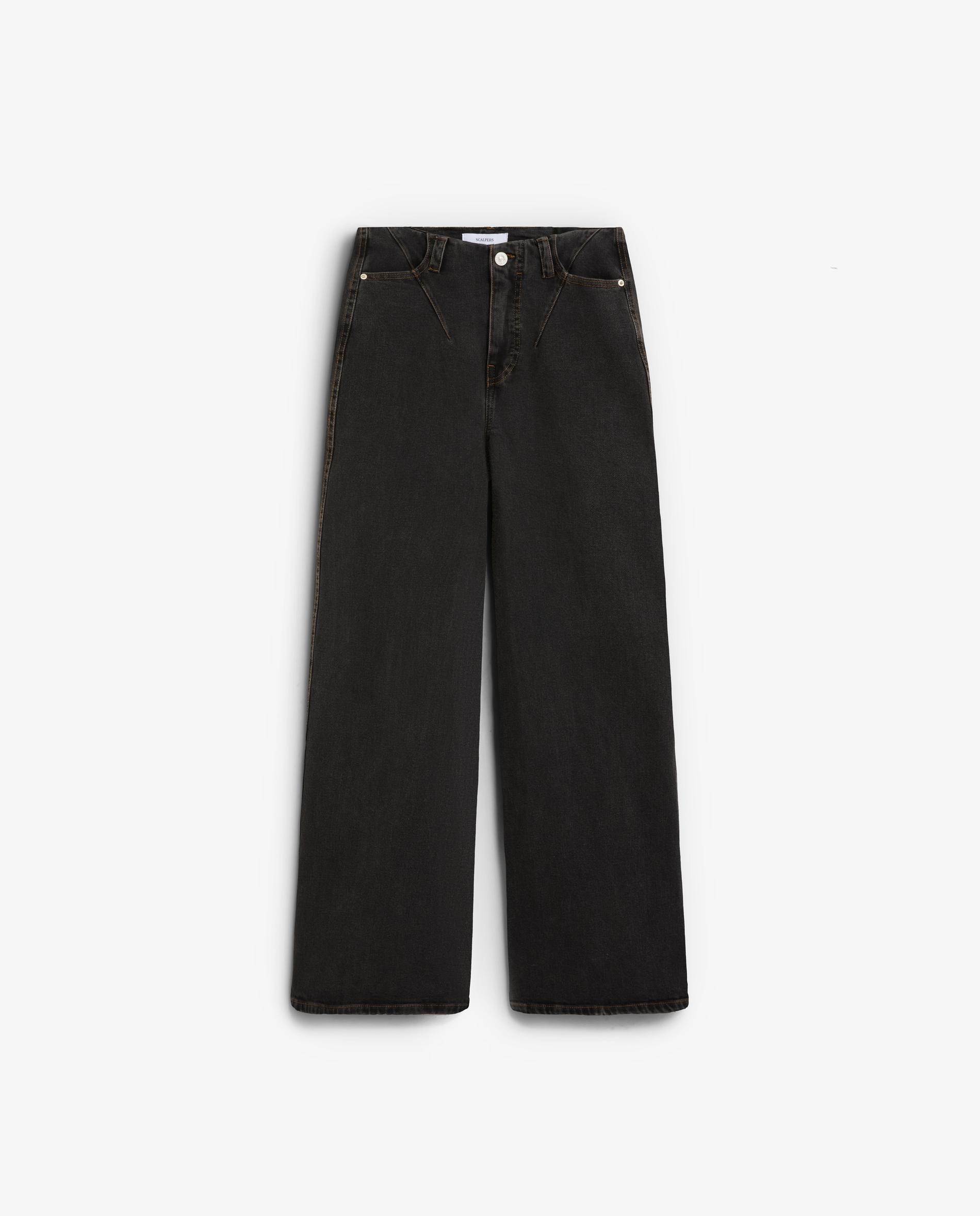 Imagem 0 de Jeans Largos com Costuras e Cós de Uma Só Peça