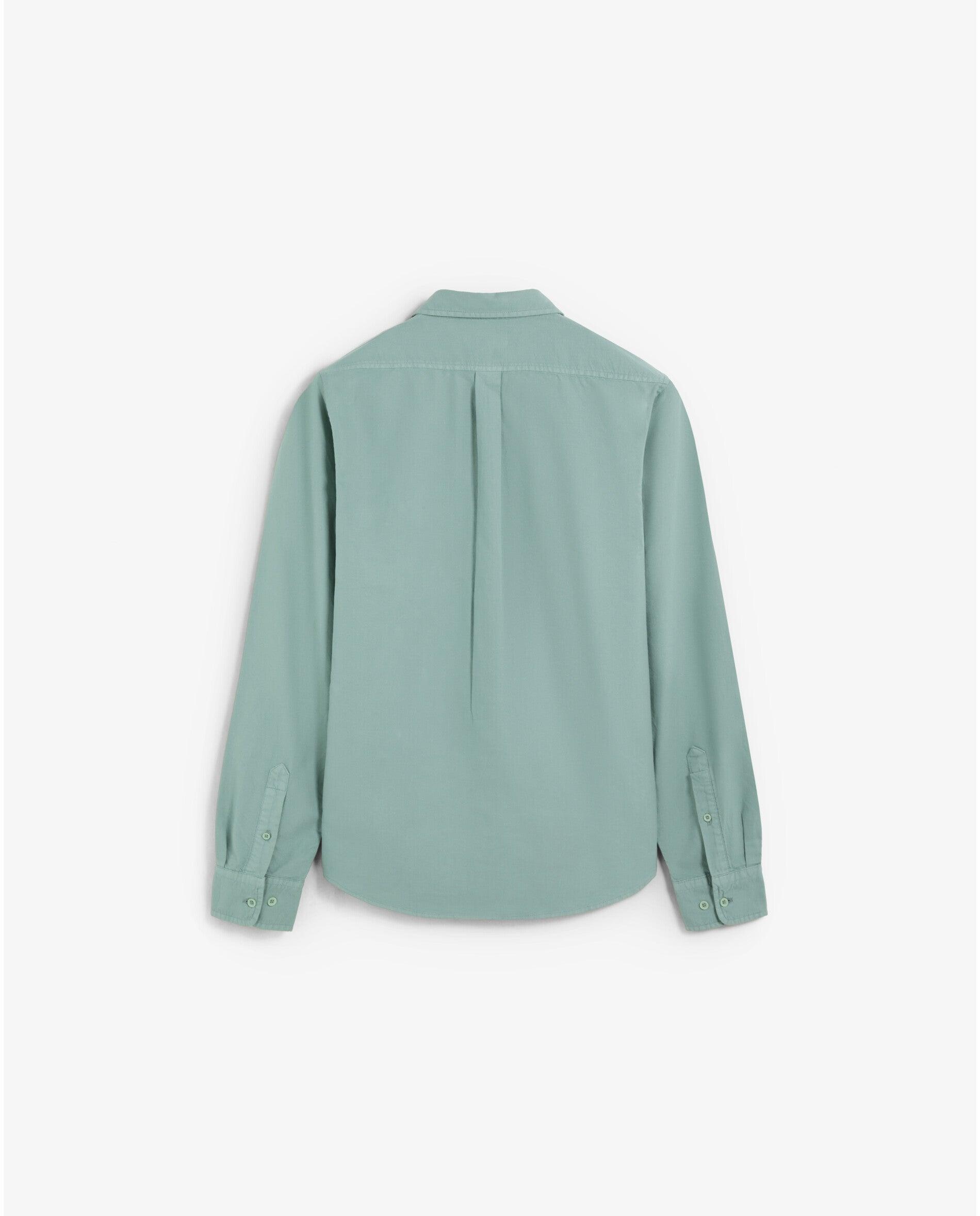 Camisa Oxford Lisa com Bolso no Peito Verde Água-6