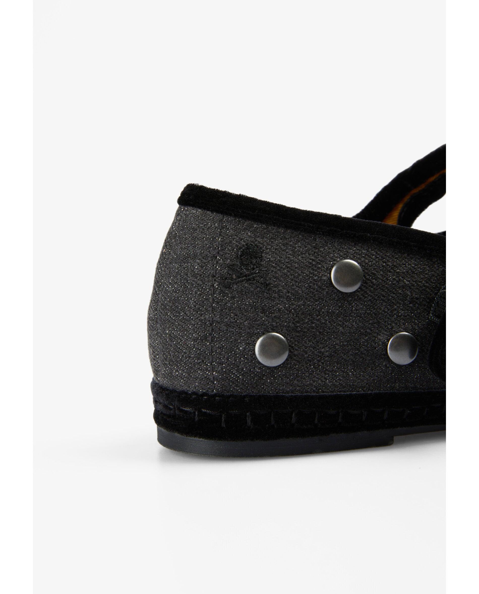 Sapatos de Presilha Rasos com Tachas Cinzento-escuro-6
