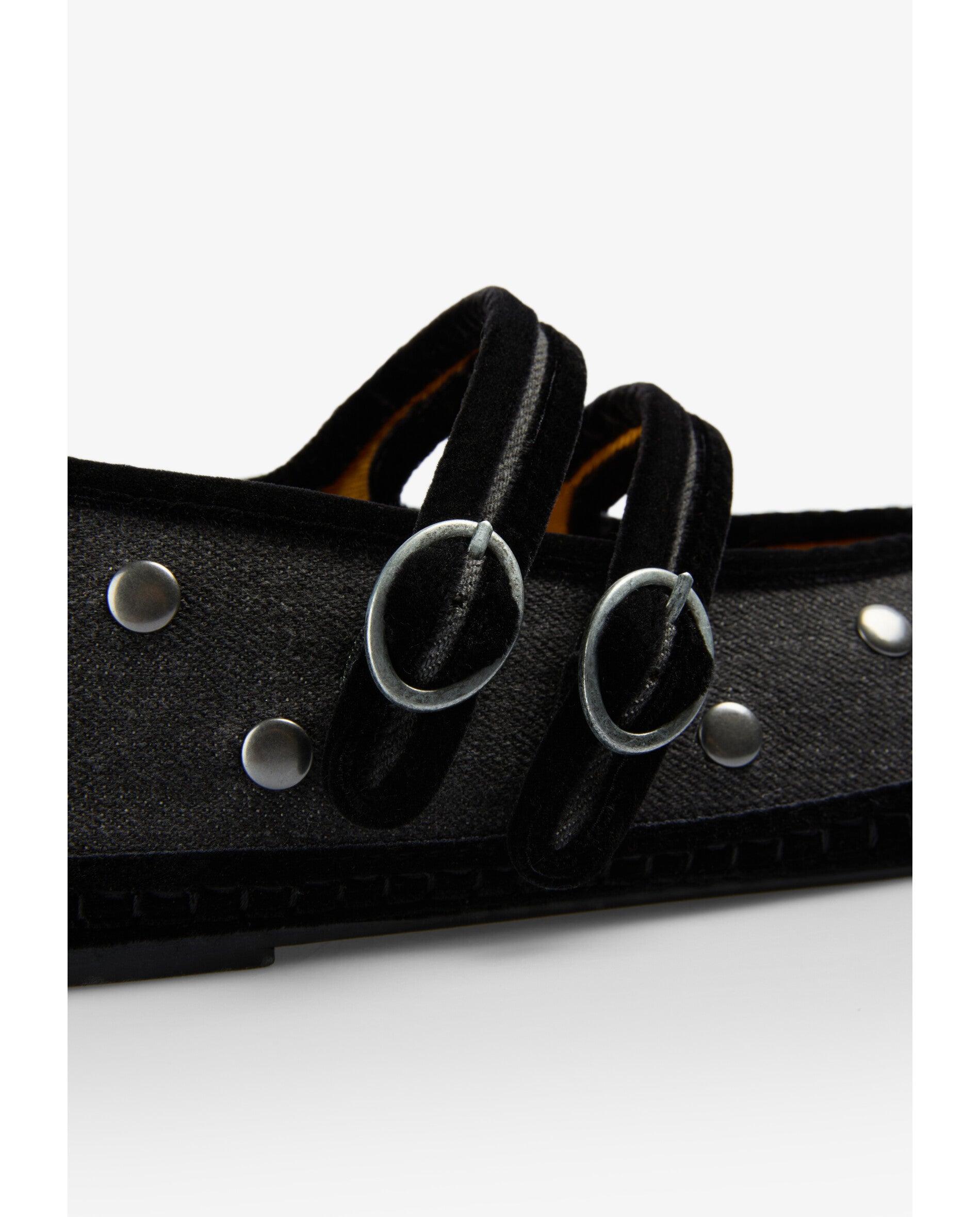 Sapatos de Presilha Rasos com Tachas Cinzento-escuro-7