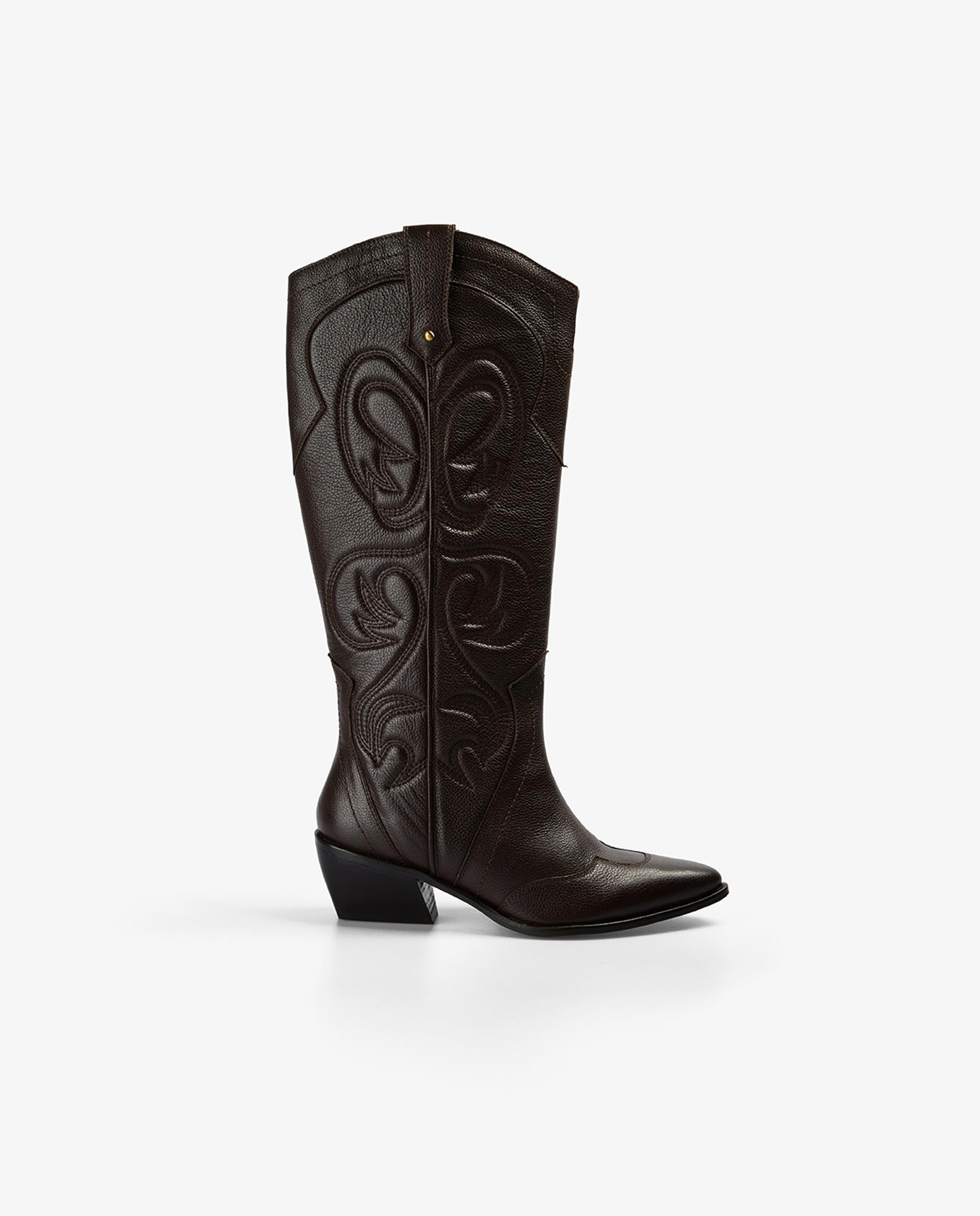 Imagem 0 de Botas Cowboy de Couro com Costuras