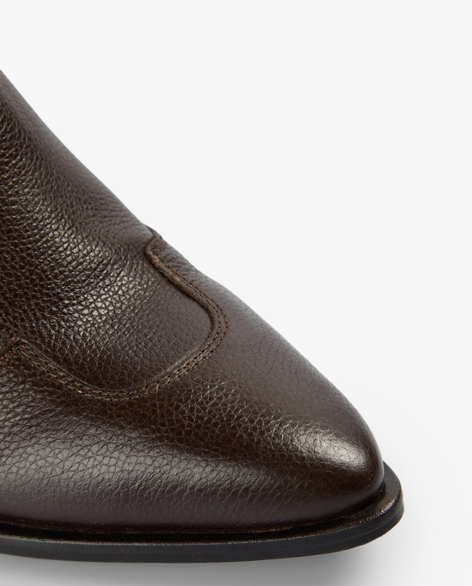 Botas Cowboy de Couro com Costuras Castanho-3